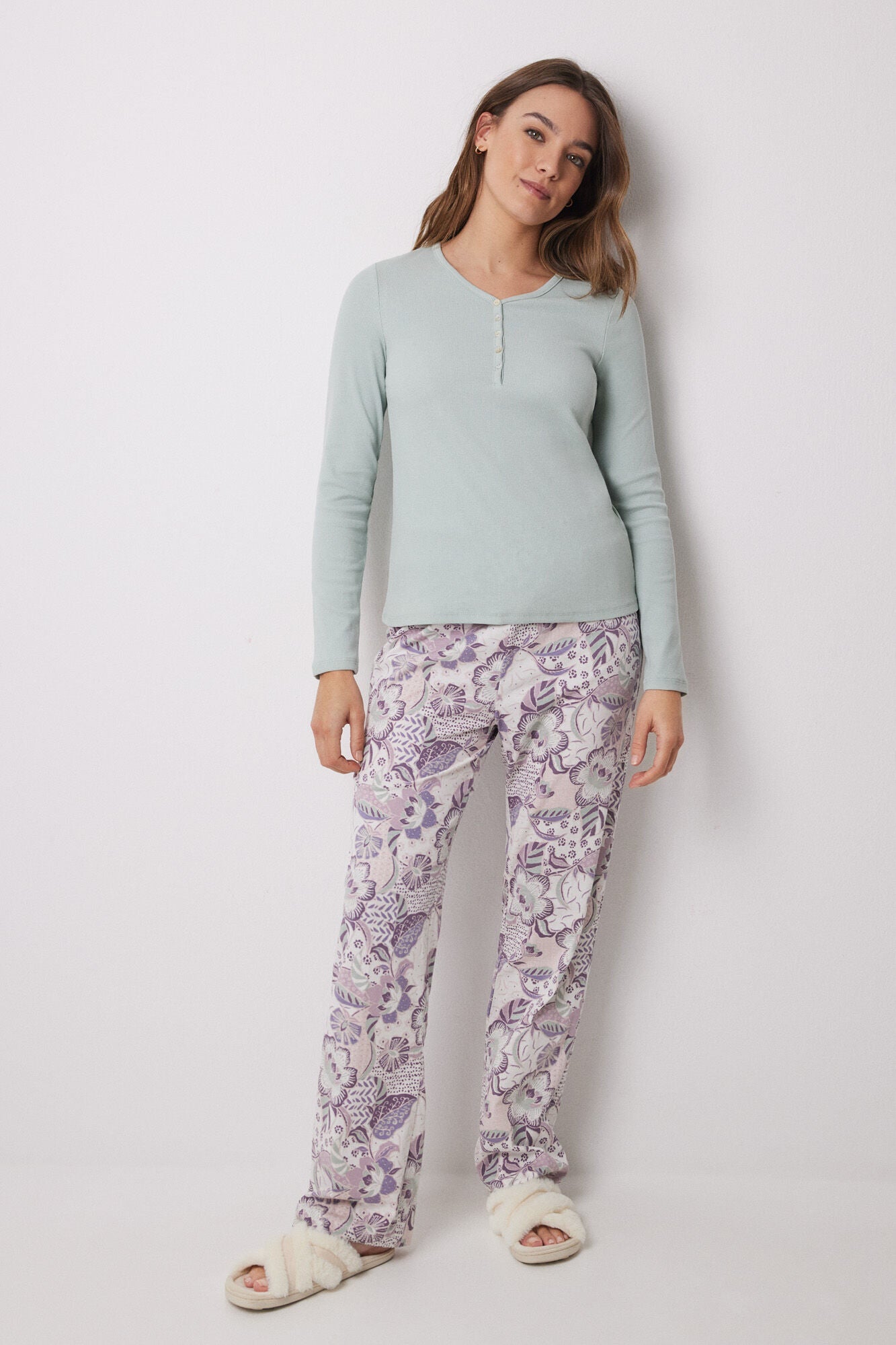 Green ribbed long sleeve -shirt