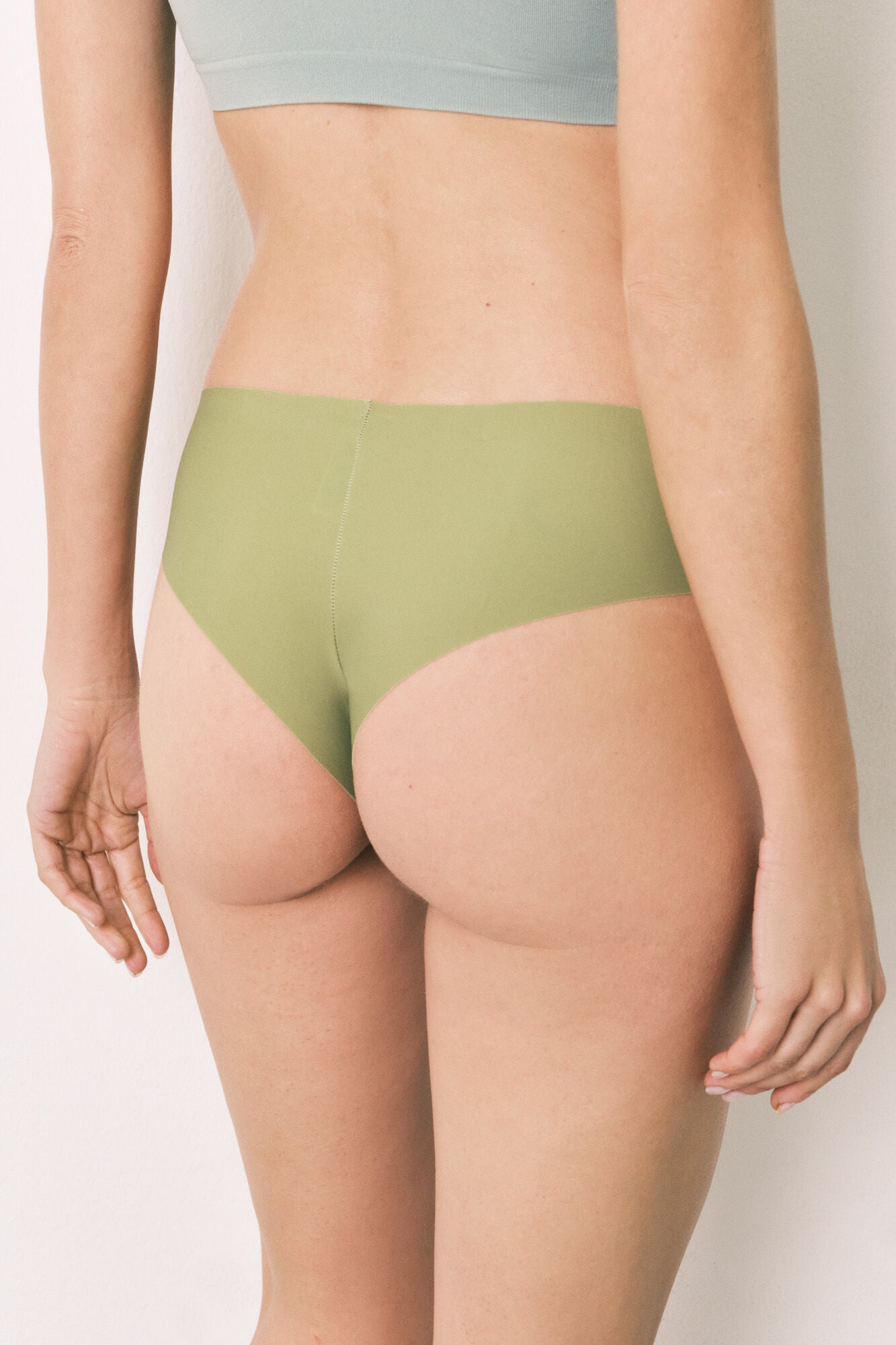 Green clean cut floral Brazilian panty