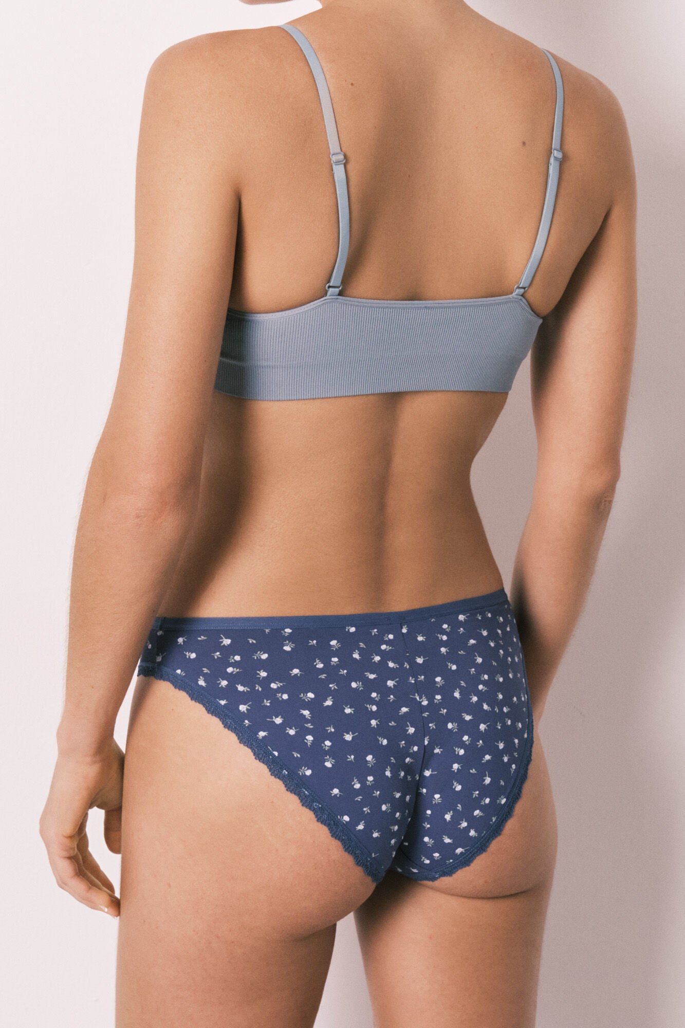 Blue floral print classic panty
