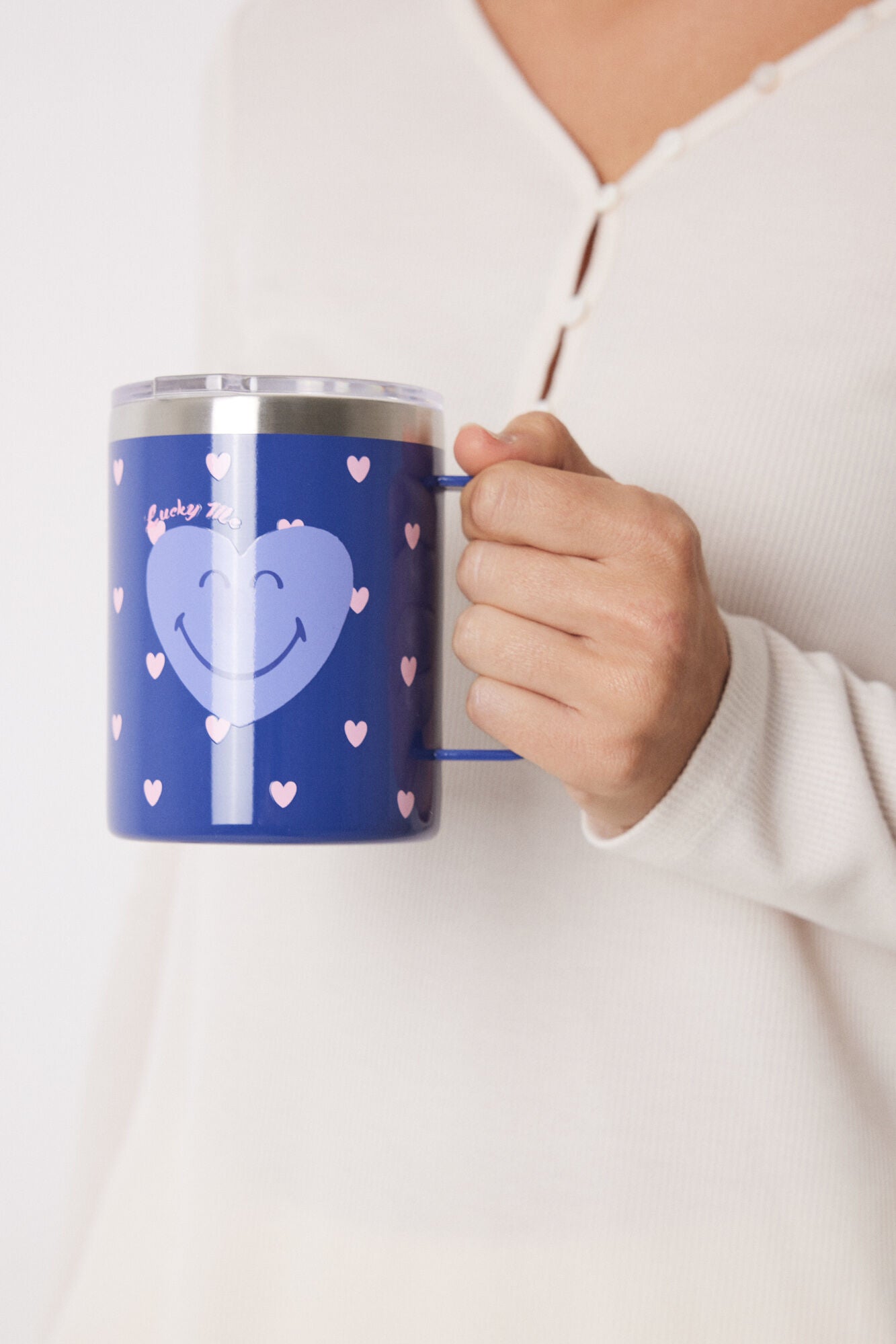 Smiley print thermo mug