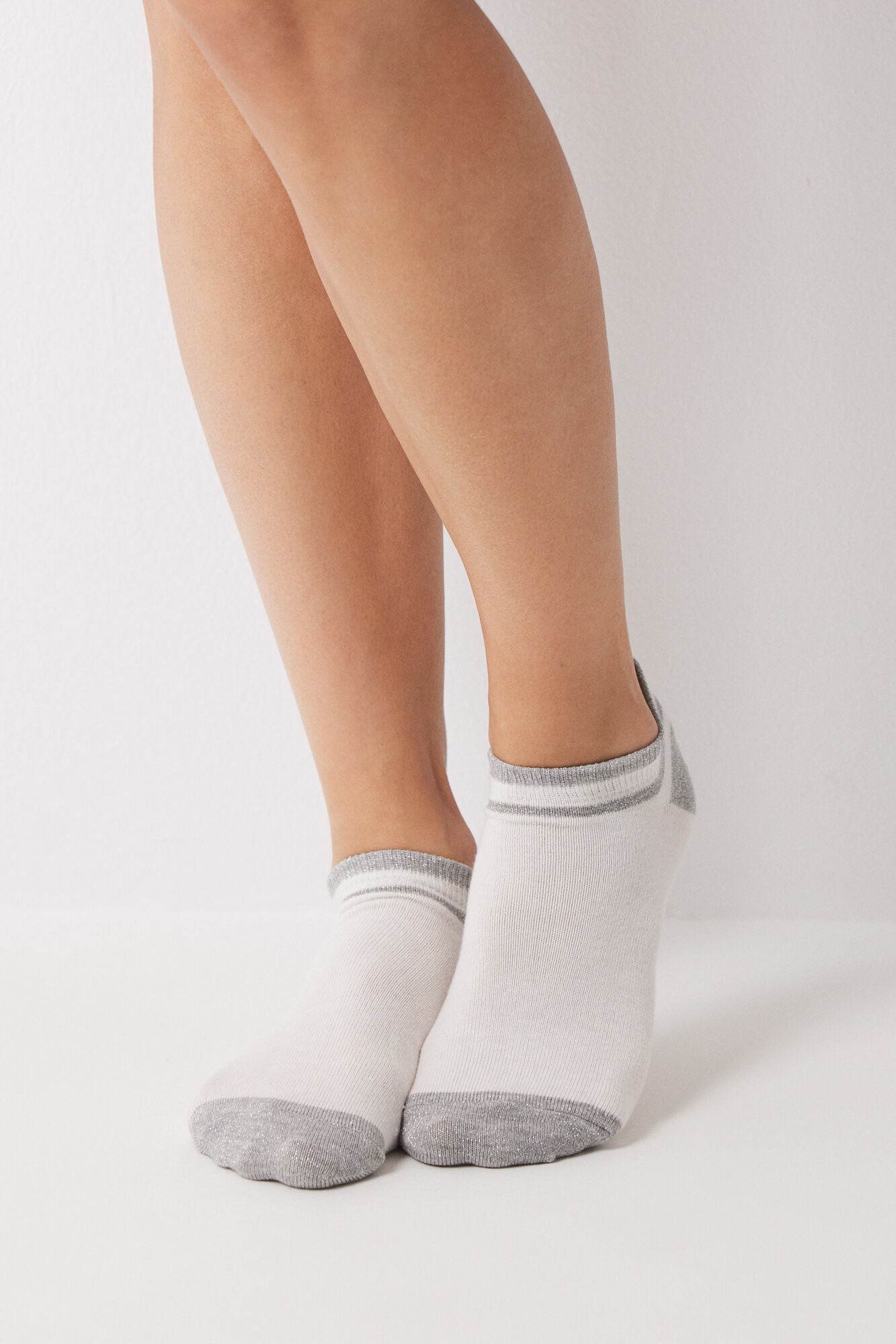 White lurex short socks