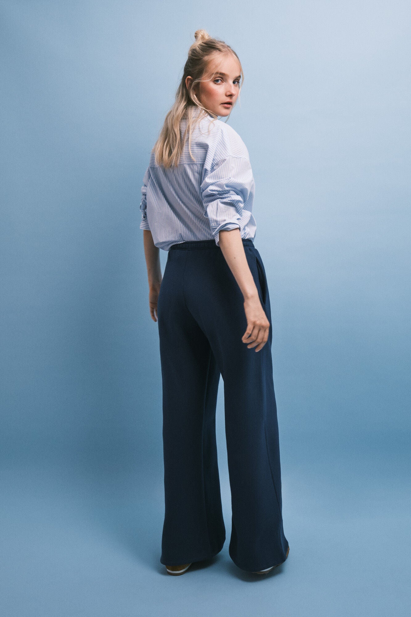 Blue terry cloth trousers