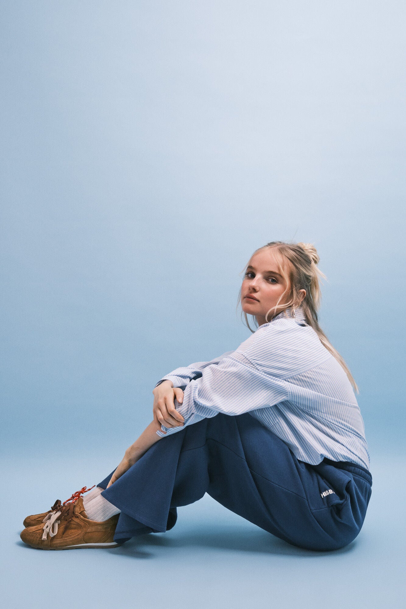 Blue terry cloth trousers