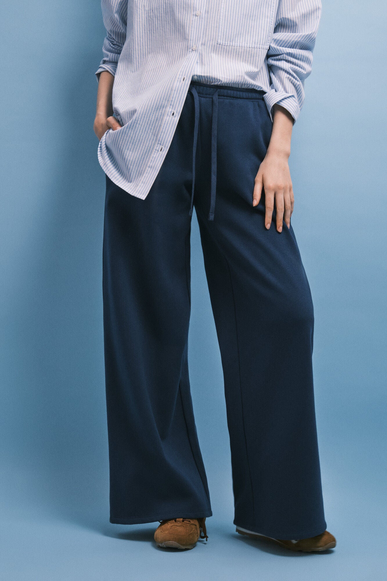Blue terry cloth trousers
