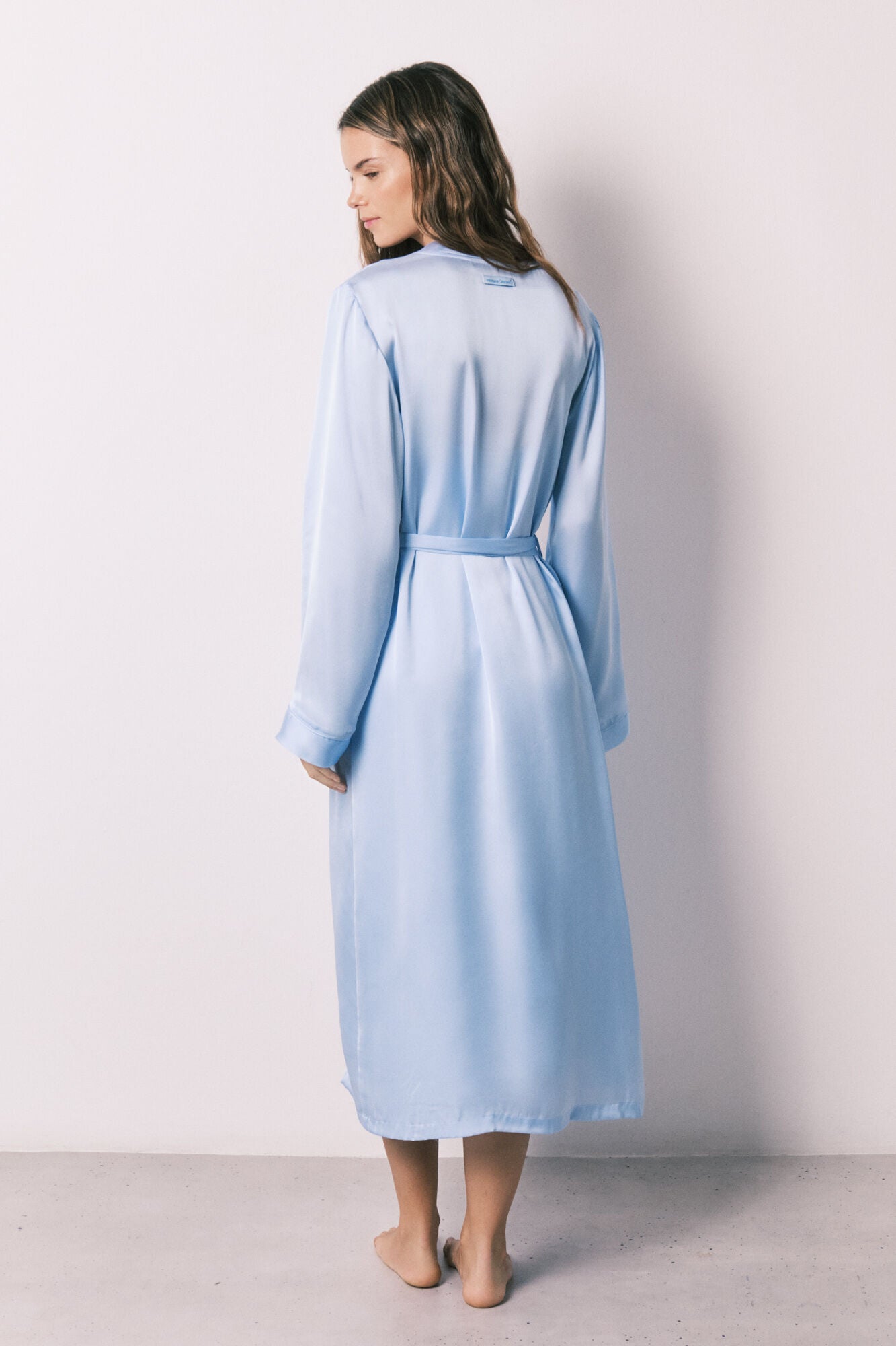 Blue satin midi robe