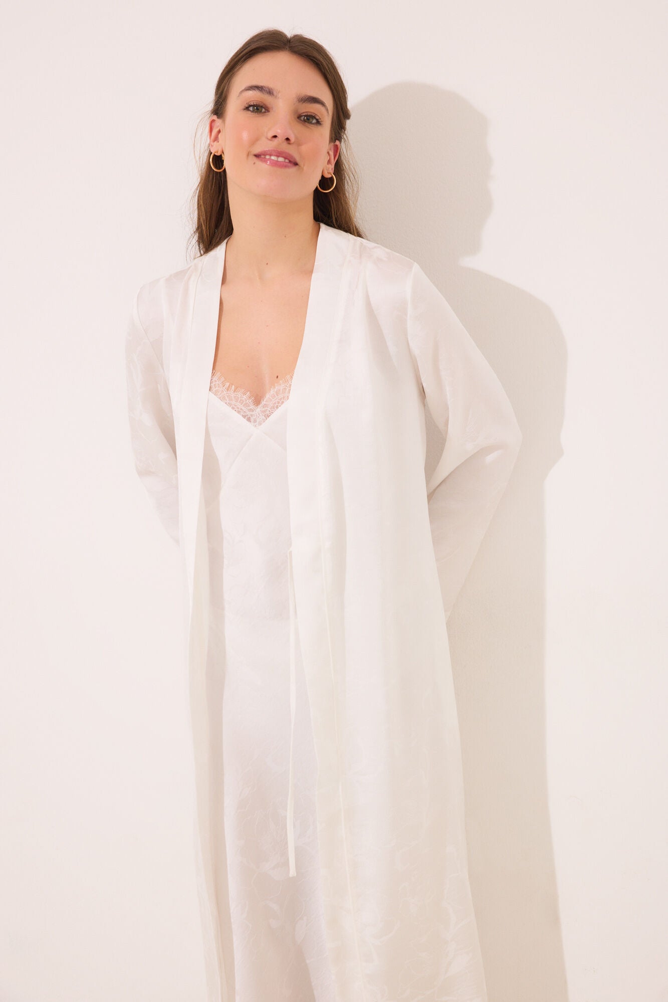 White long satin robe