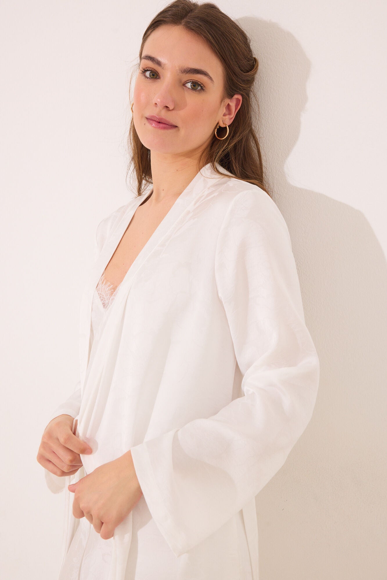 White long satin robe