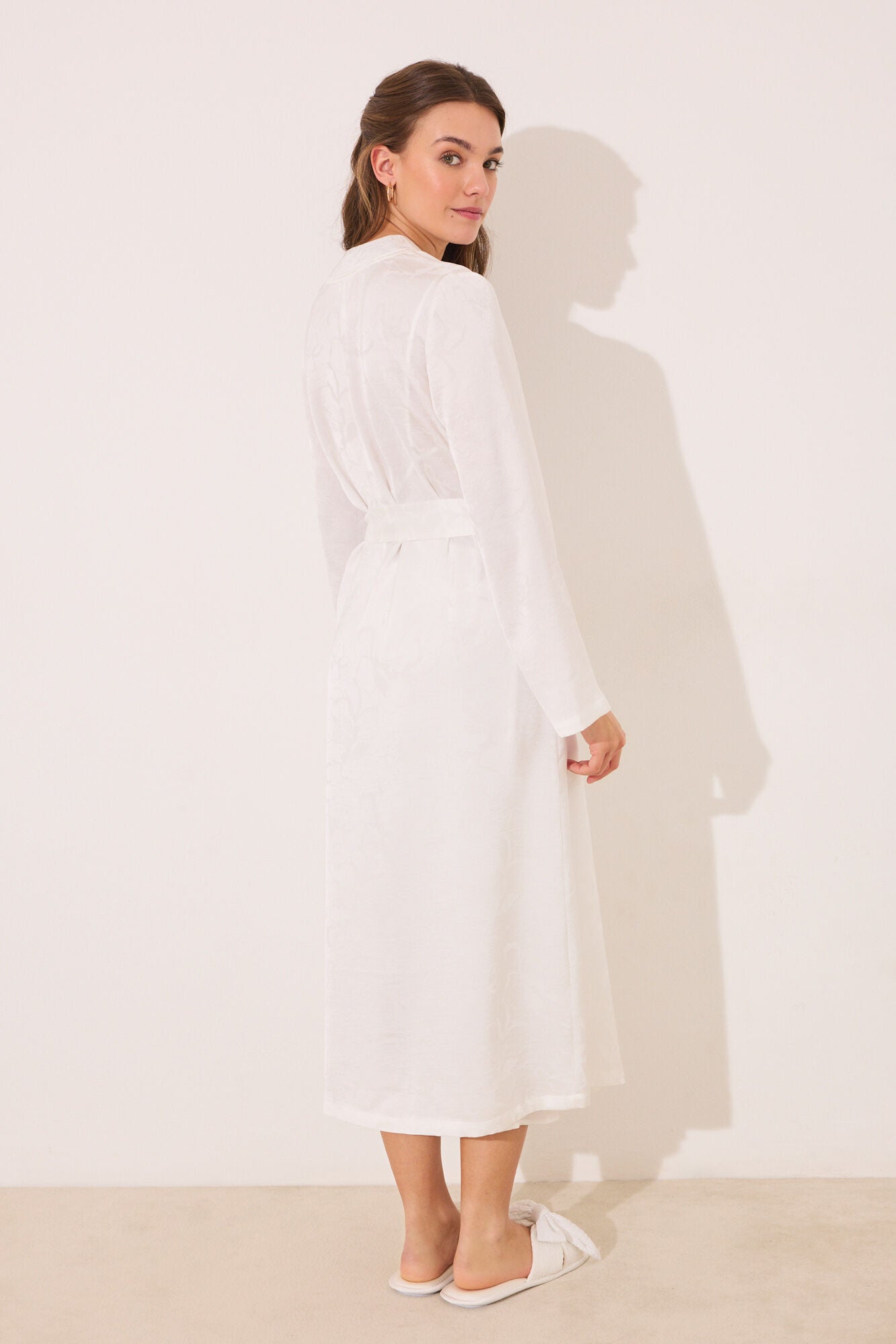 White long satin robe