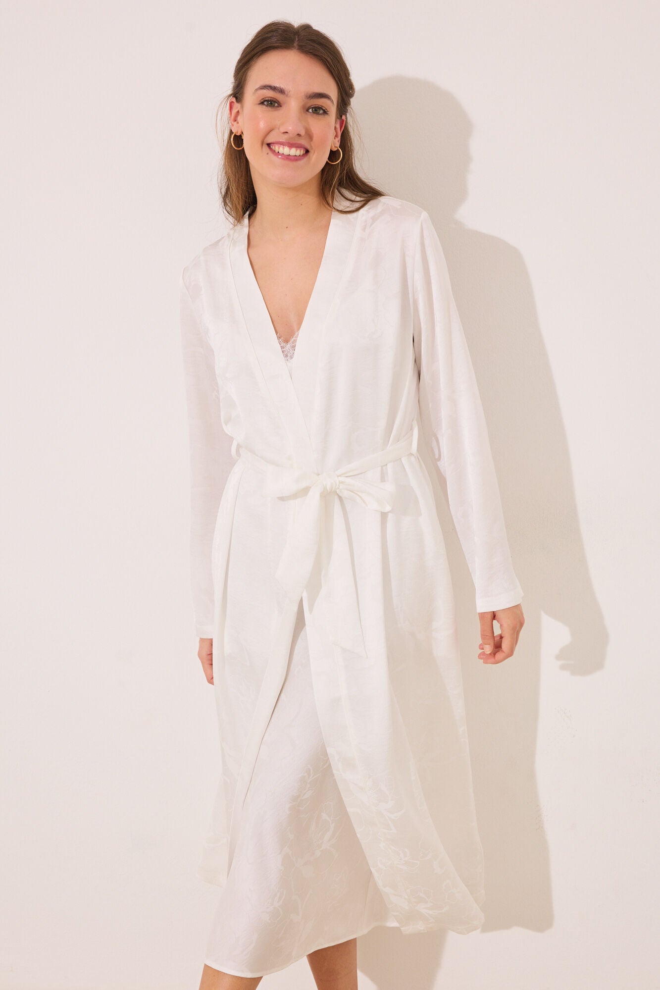 White long satin robe