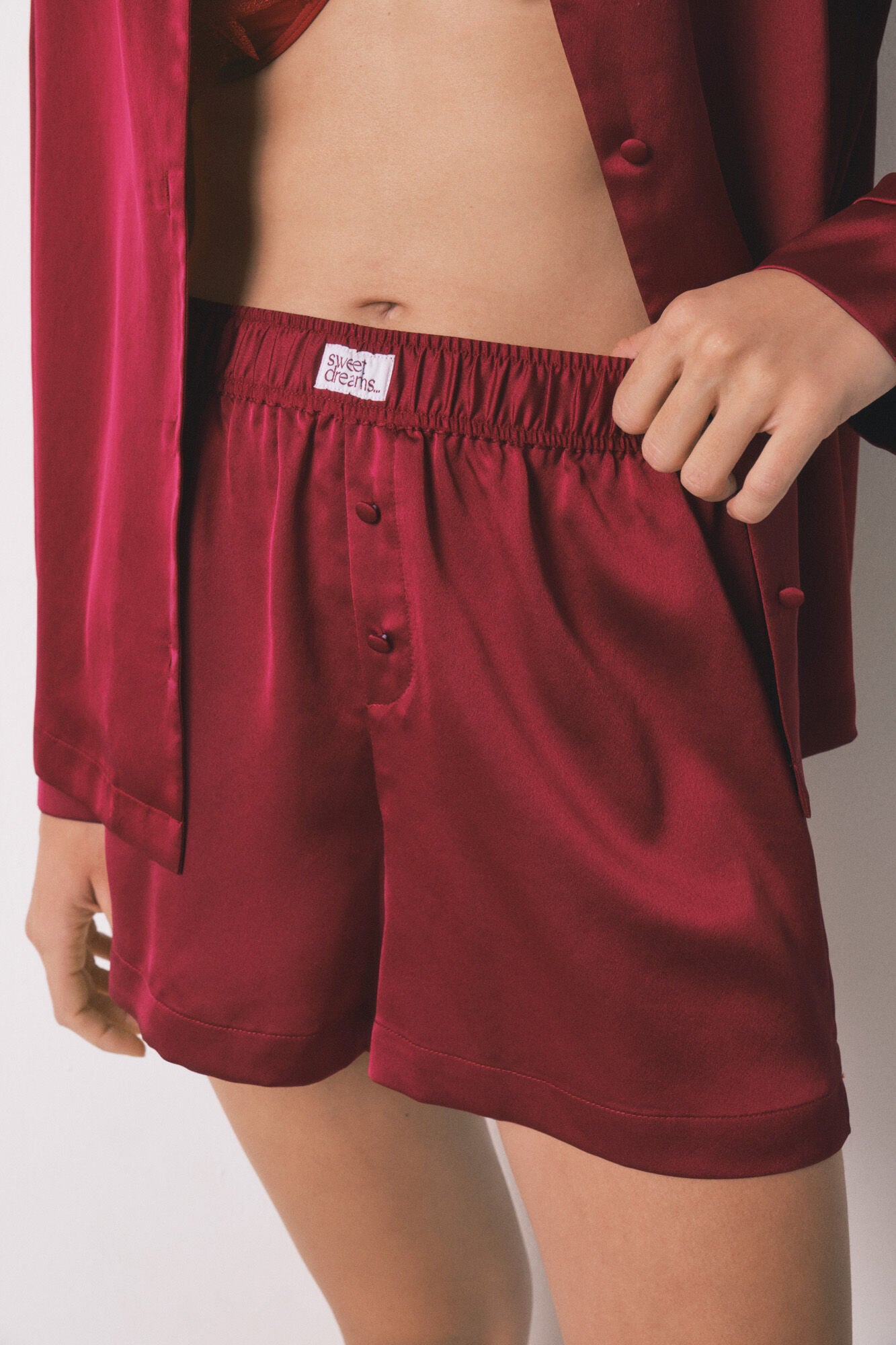 Red satin short classic pyjamas