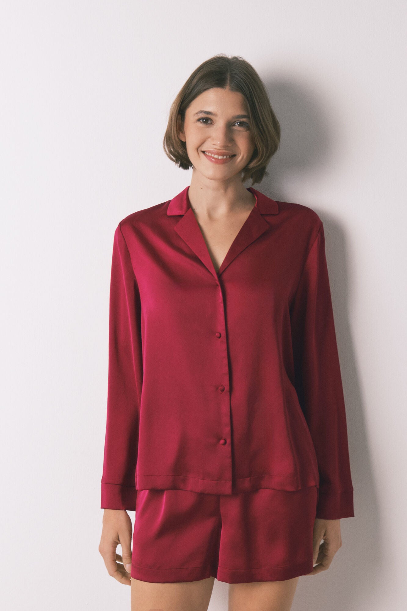 Red satin short classic pyjamas