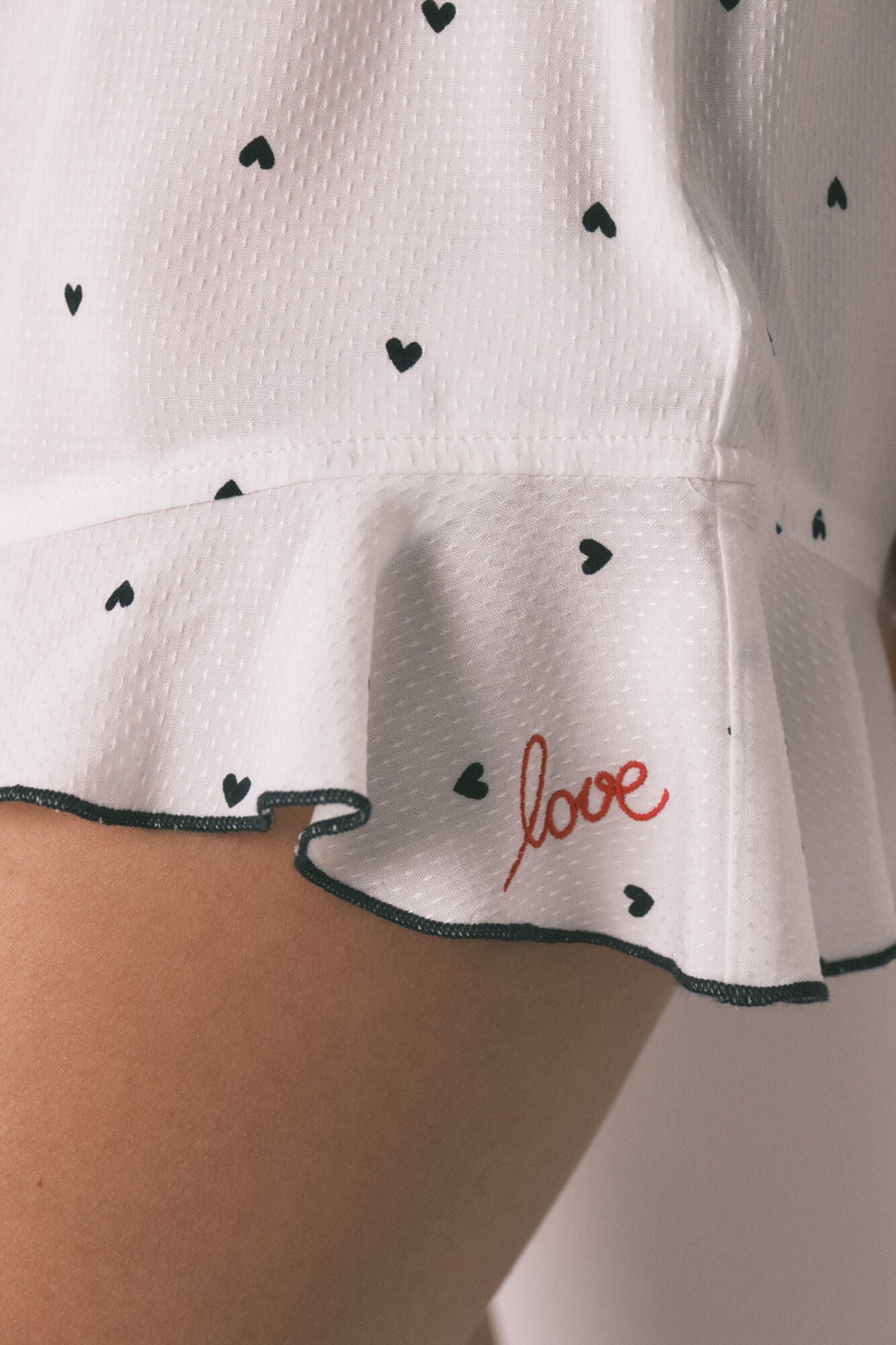 White strappy heart print short pyjamas