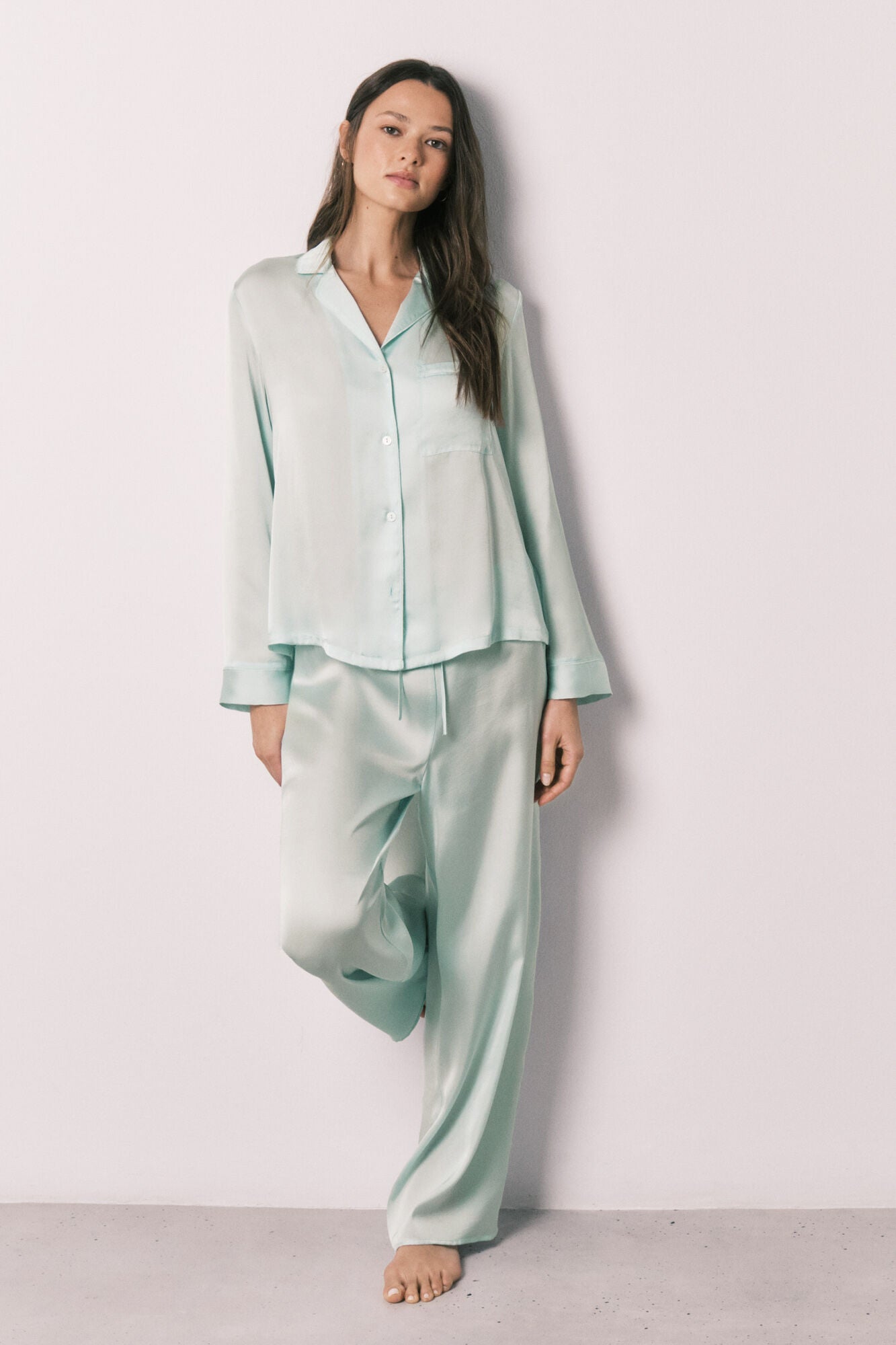 Green shirt-style pajamas