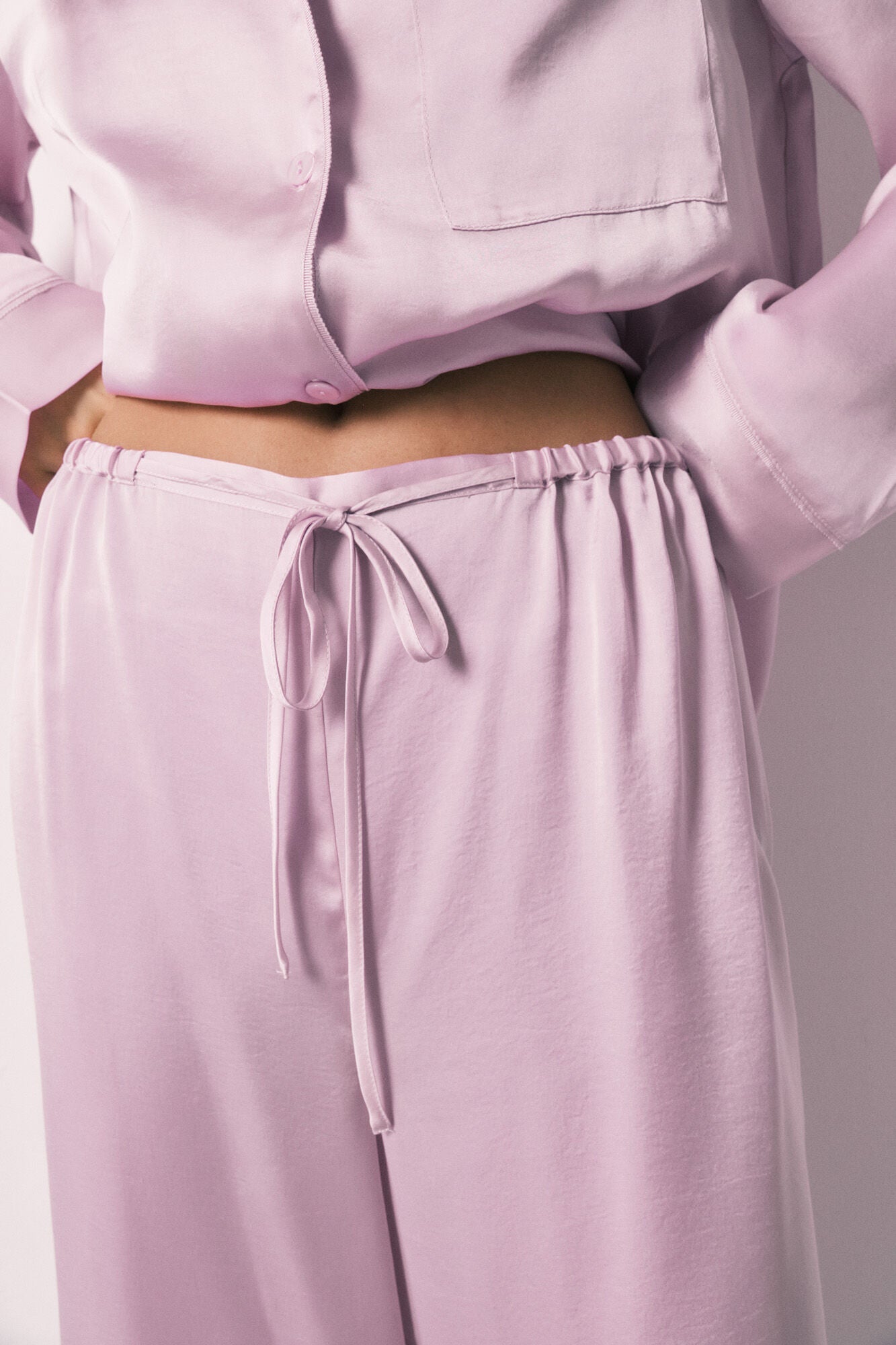 Satin Lilac shirt-style pajamas