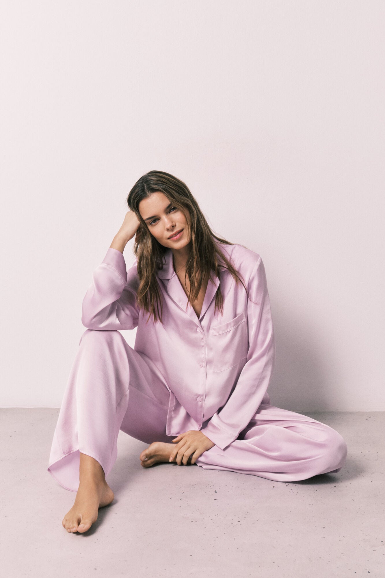 Satin Lilac shirt-style pajamas