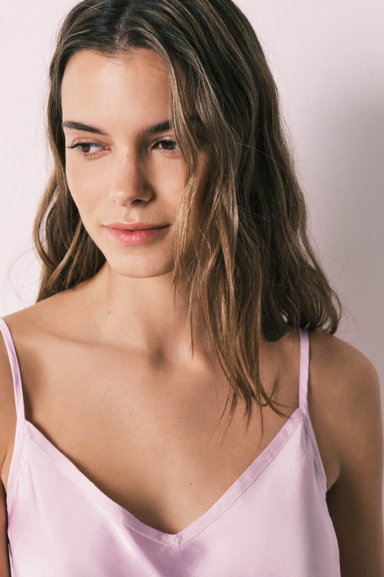 Lilac satin long pajamas