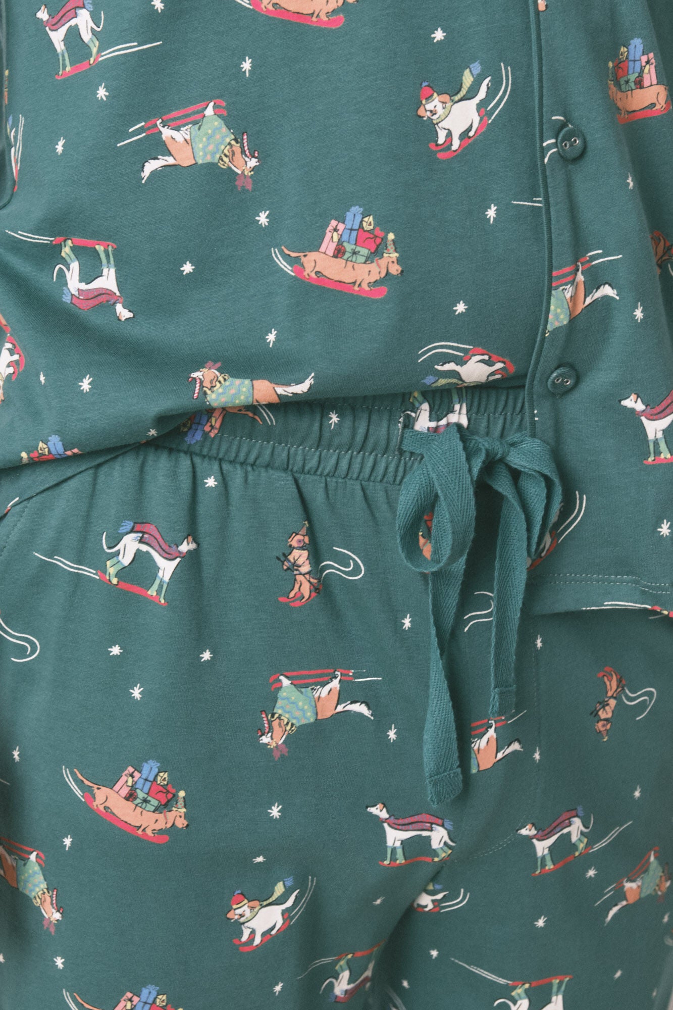 Men's pajama shirt with puppies print, 100% cotton