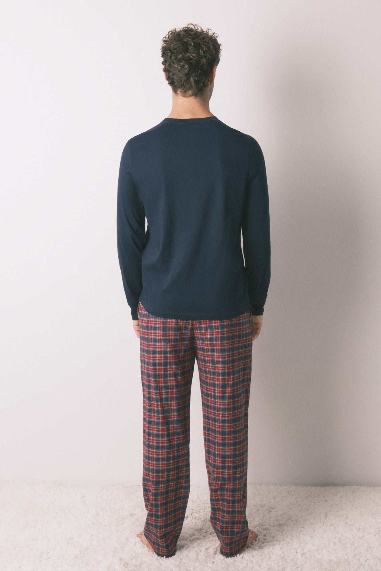 Men's plaid pajamas, 100% cotton