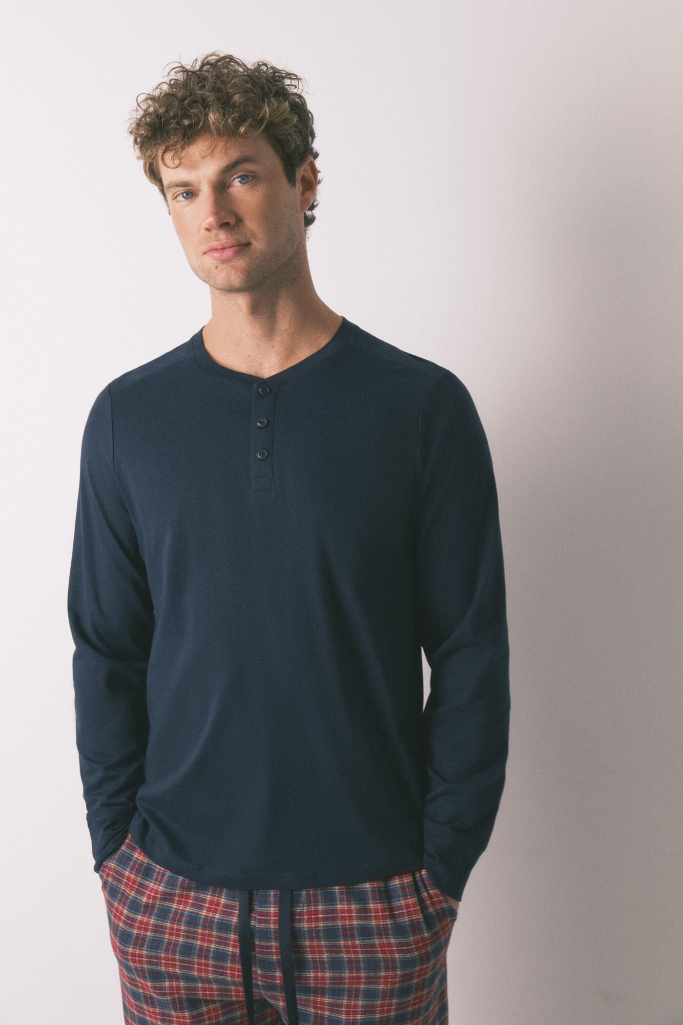 Men's plaid pajamas, 100% cotton