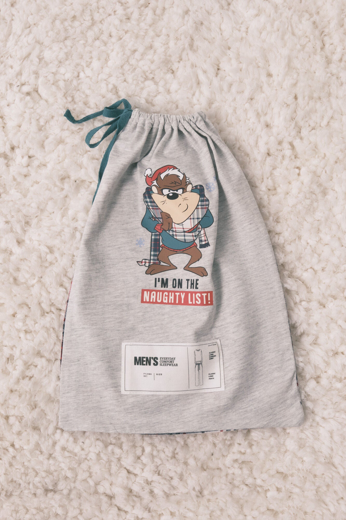 Men's long pajamas, 100% cotton "Taz"