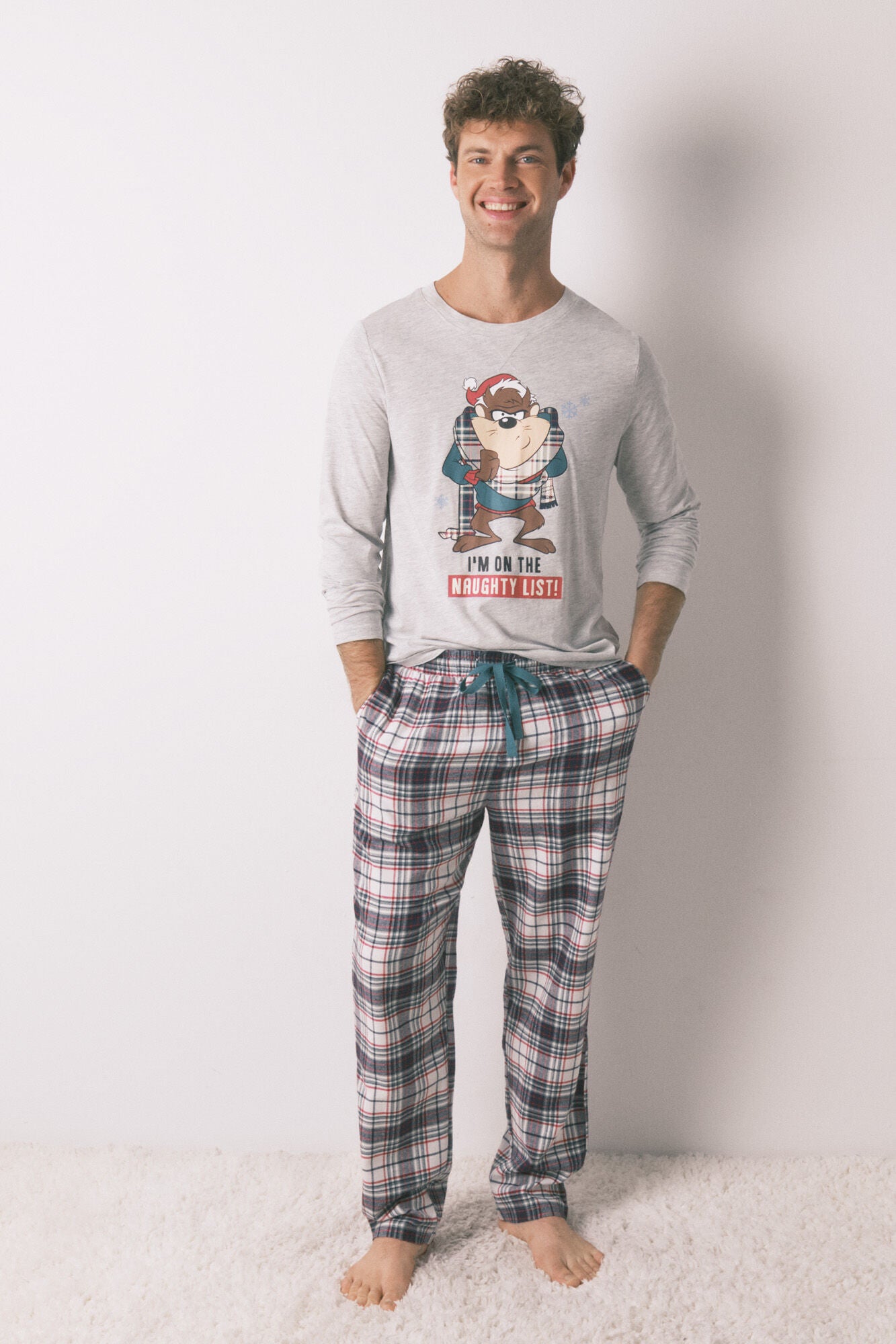 Men's long pajamas, 100% cotton "Taz"