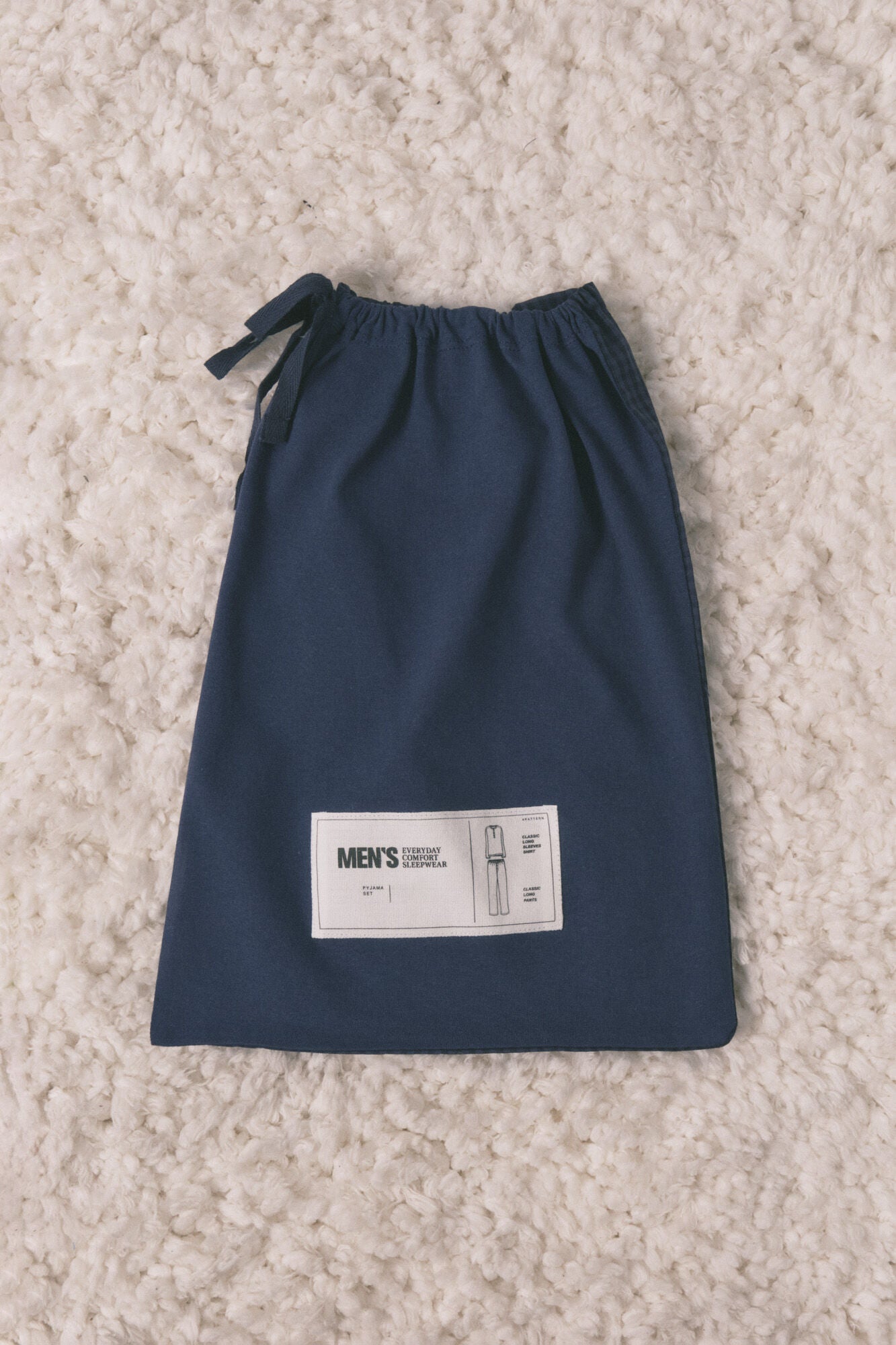 Men's long pyjamas, 100% cotton, blue checkered