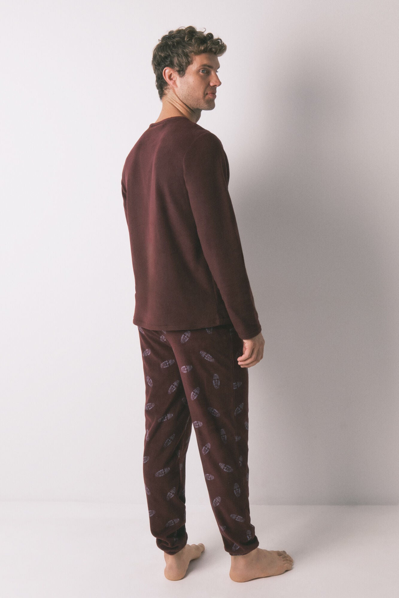 Men's red fleece Spiderman long pajamas