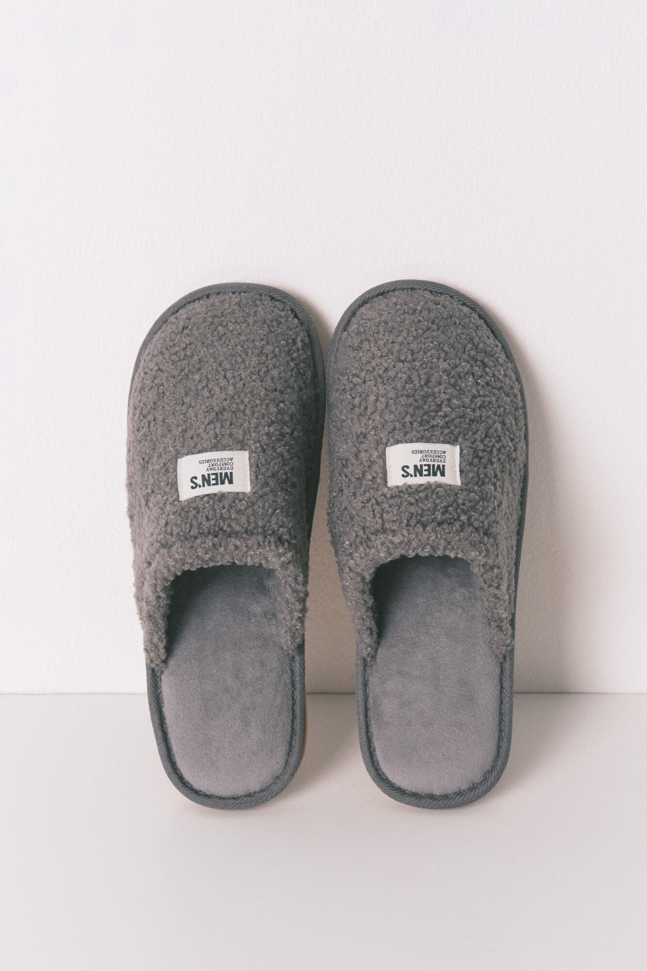 Men's grey faux shearling slippers