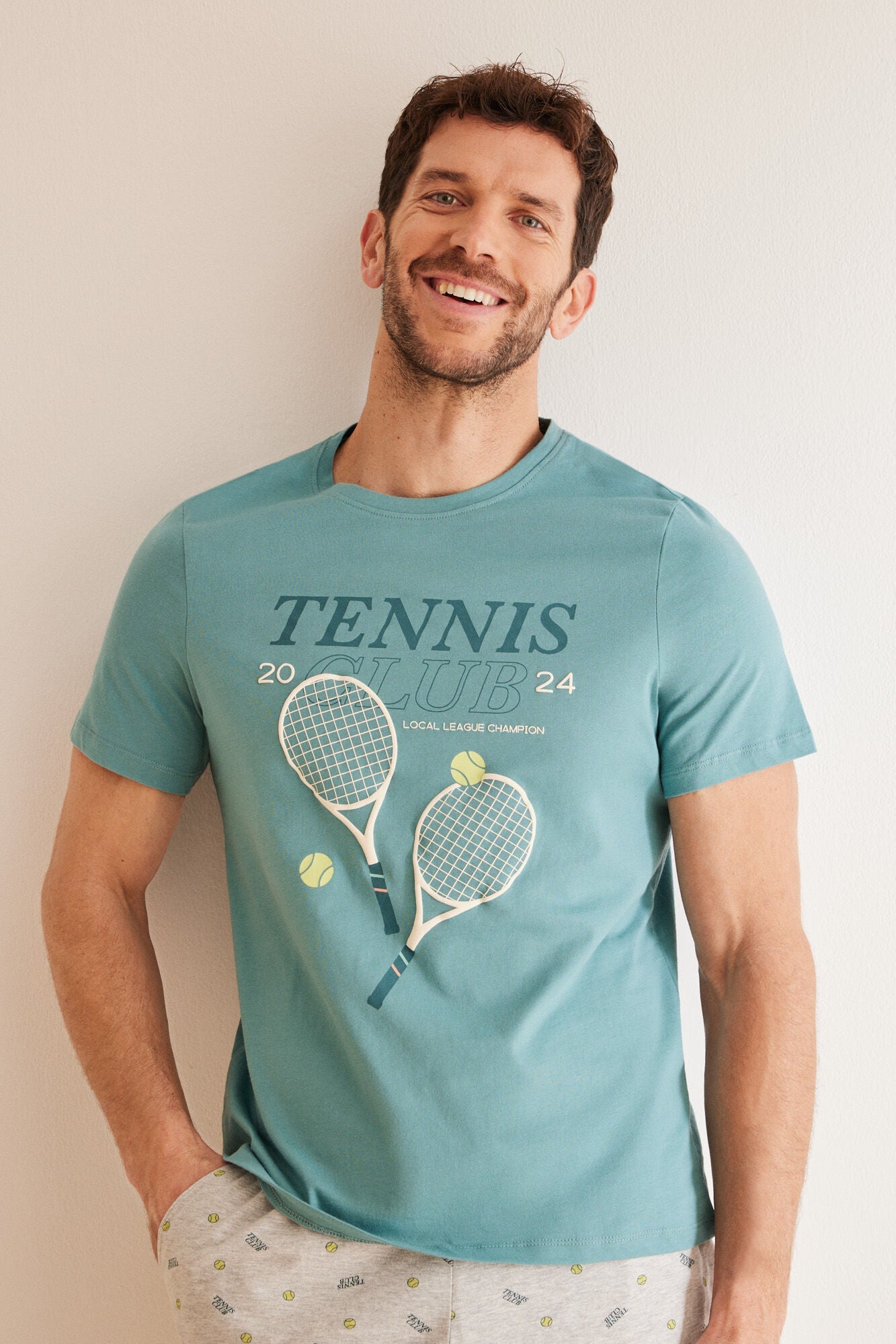 Men's 100% cotton pajamas 'Tennis Club'