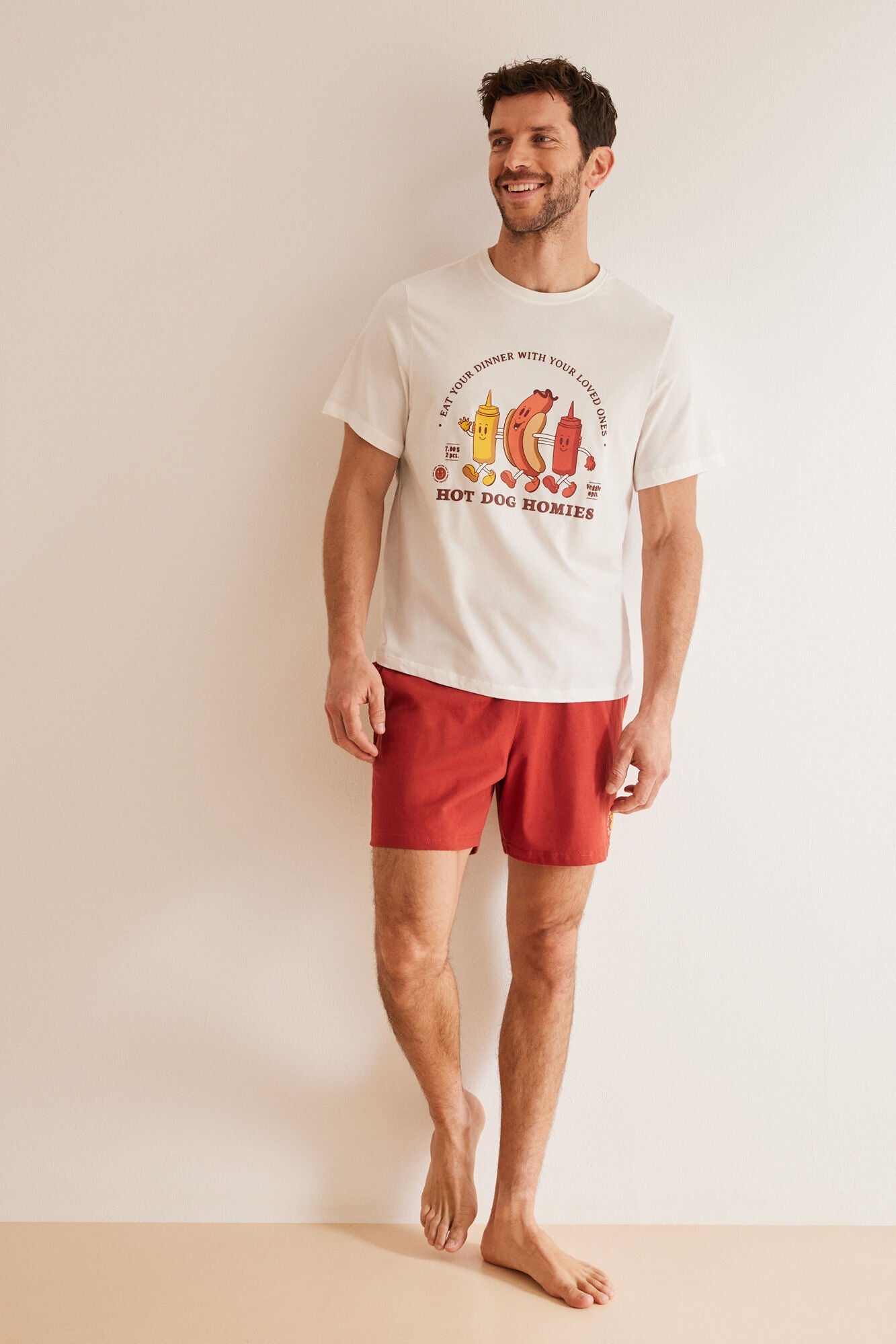 Men's 100% cotton 'Hot Dog' pajamas