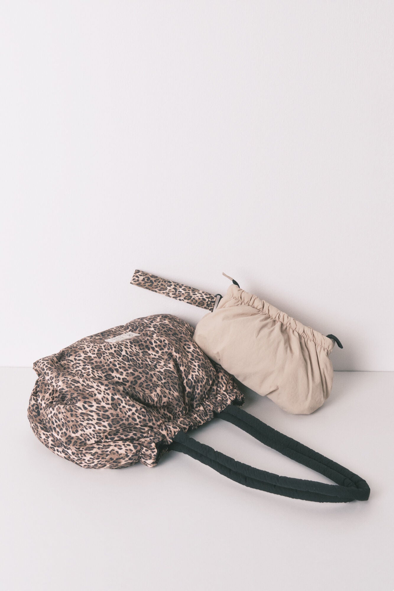 Animal print reversible nylon bag