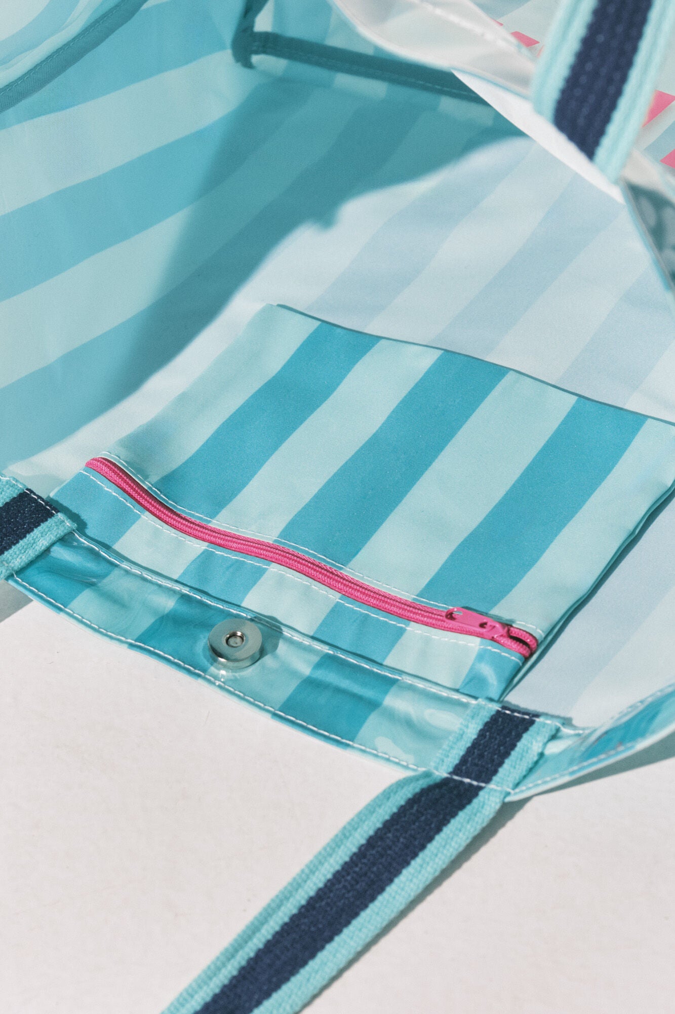 blue striped beach bag