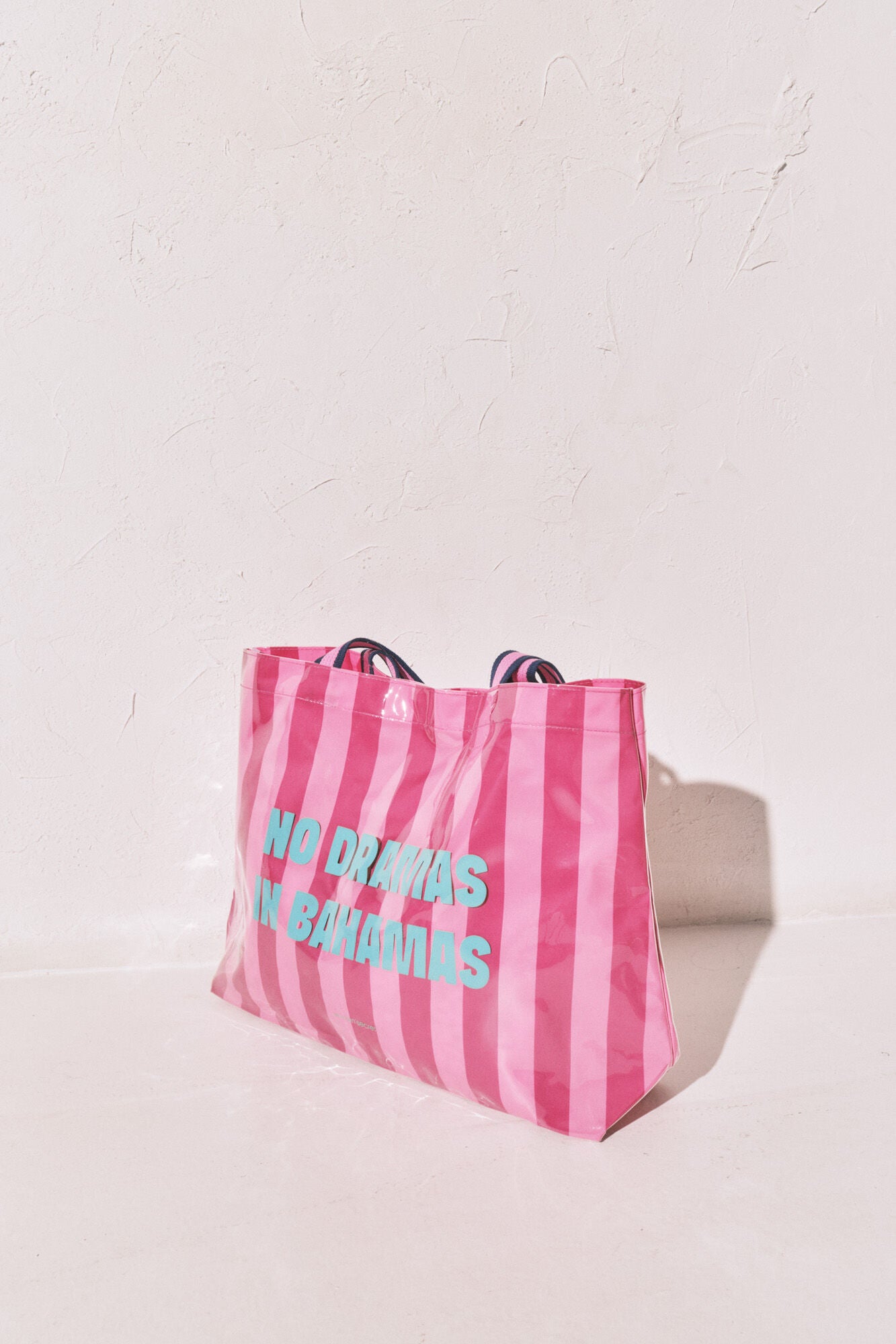 pink striped beach bag