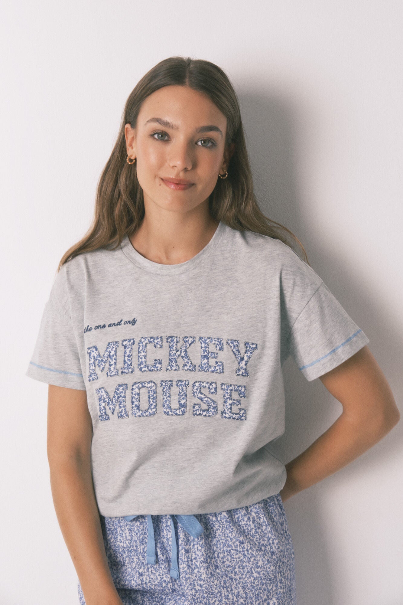 Mickey grey cotton capri pyjamas