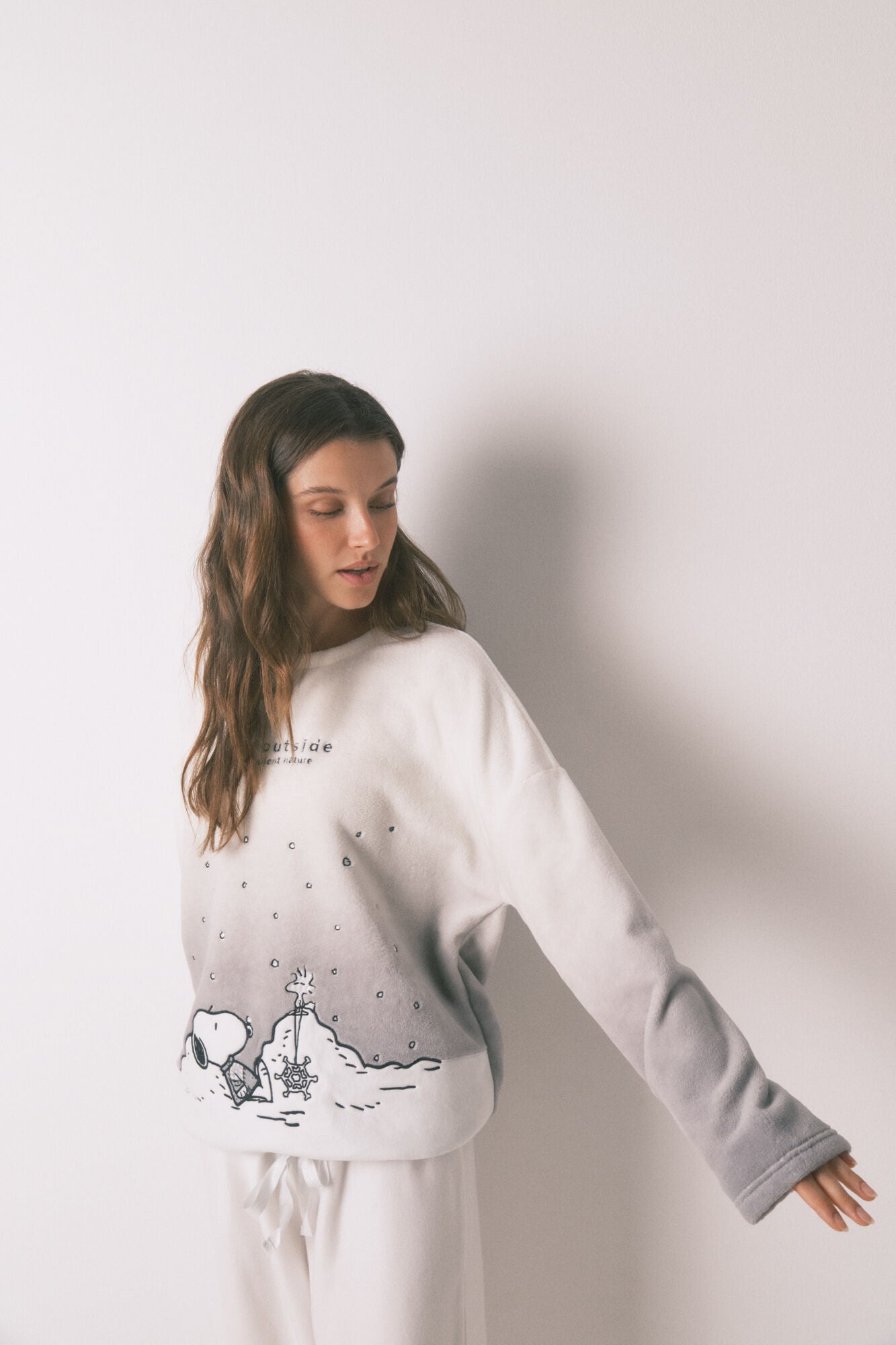 Snoopy soft fleece long pajamas