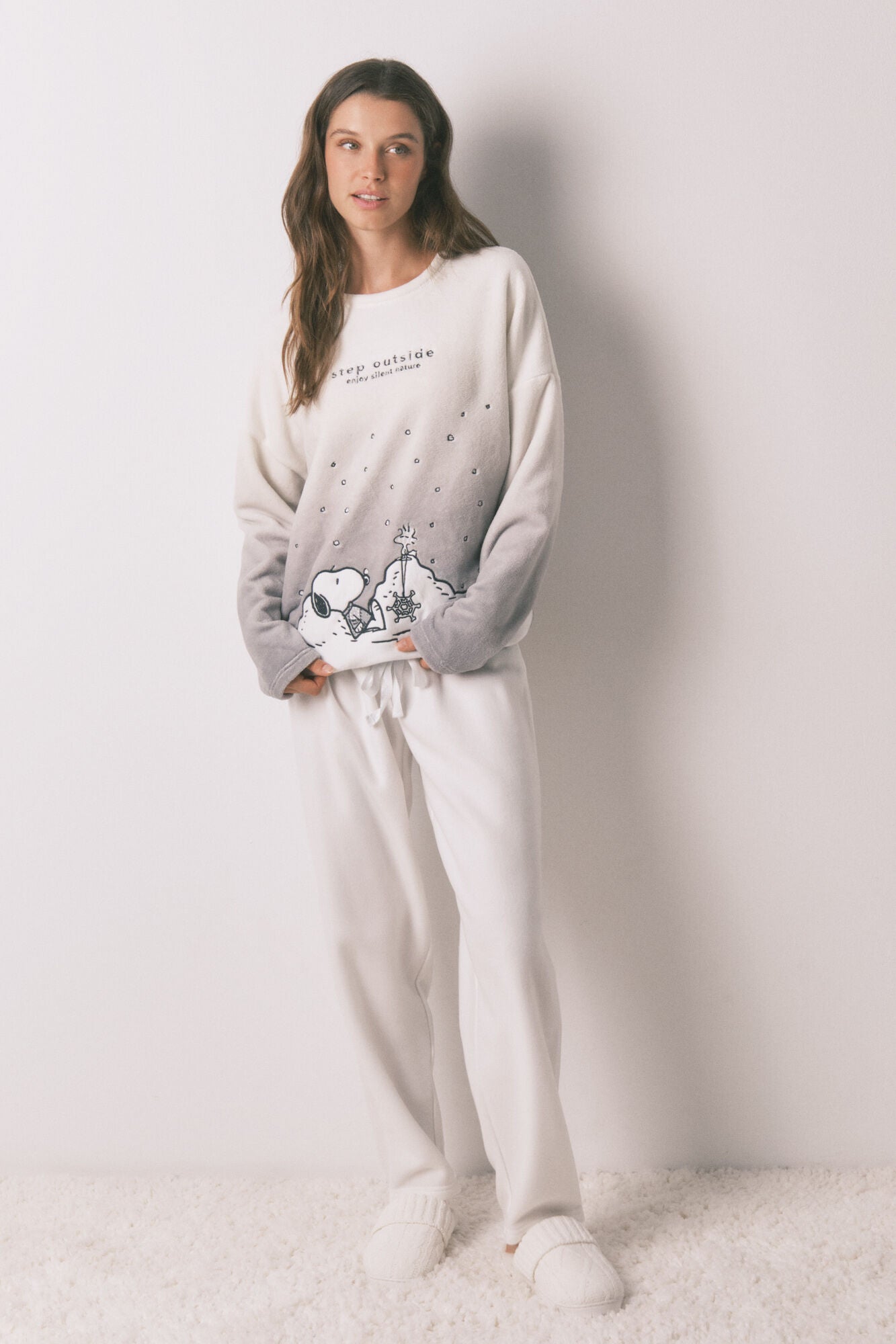 Snoopy soft fleece long pajamas