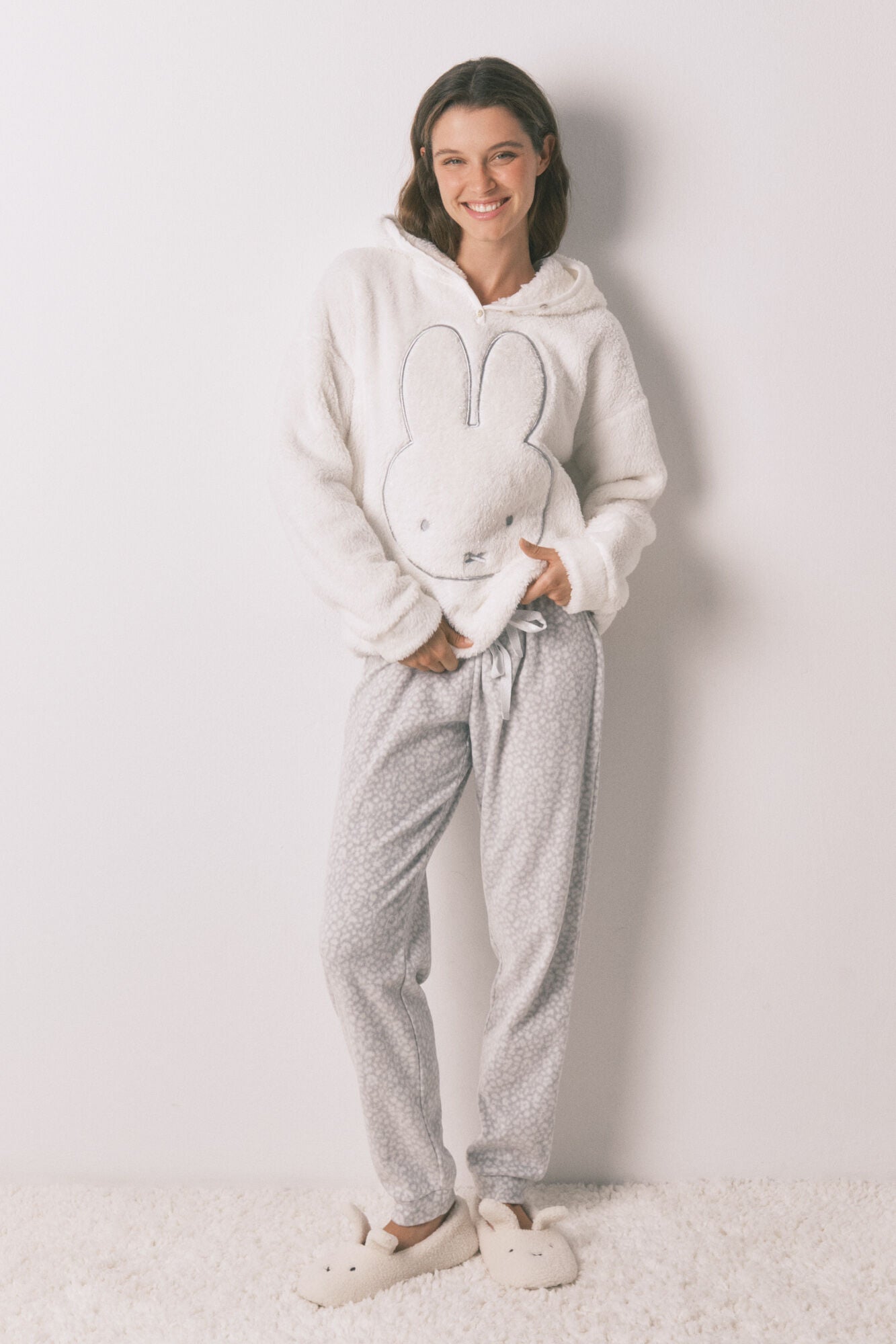 Miffy animal print fleece long pajamas
