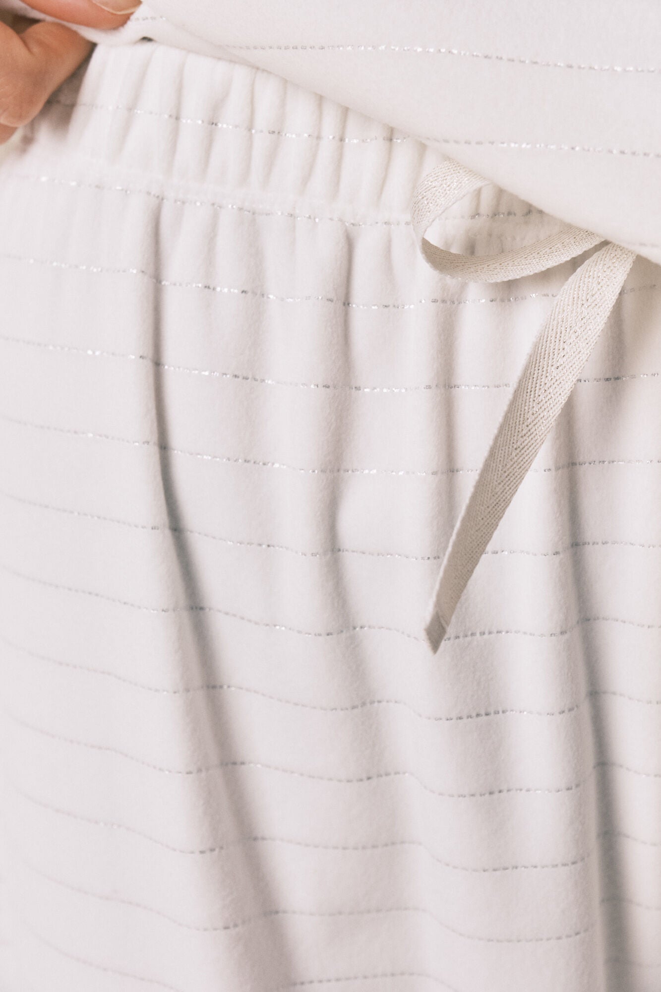 Long fleece pajamas with lurex stripe print