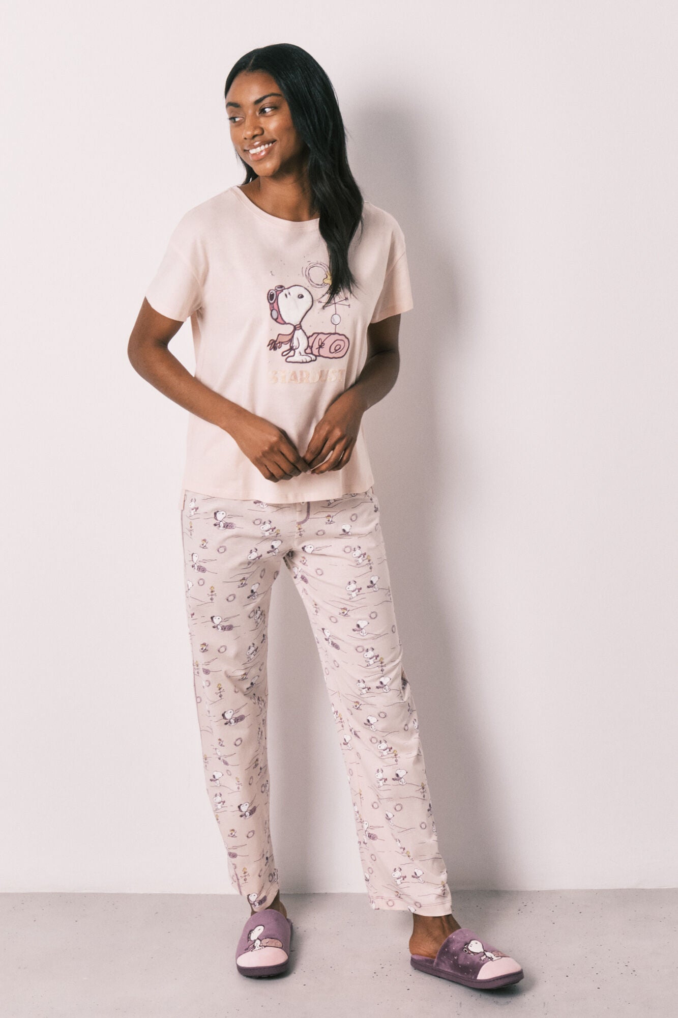 Cotton short sleeve long pyjamas Snoopy