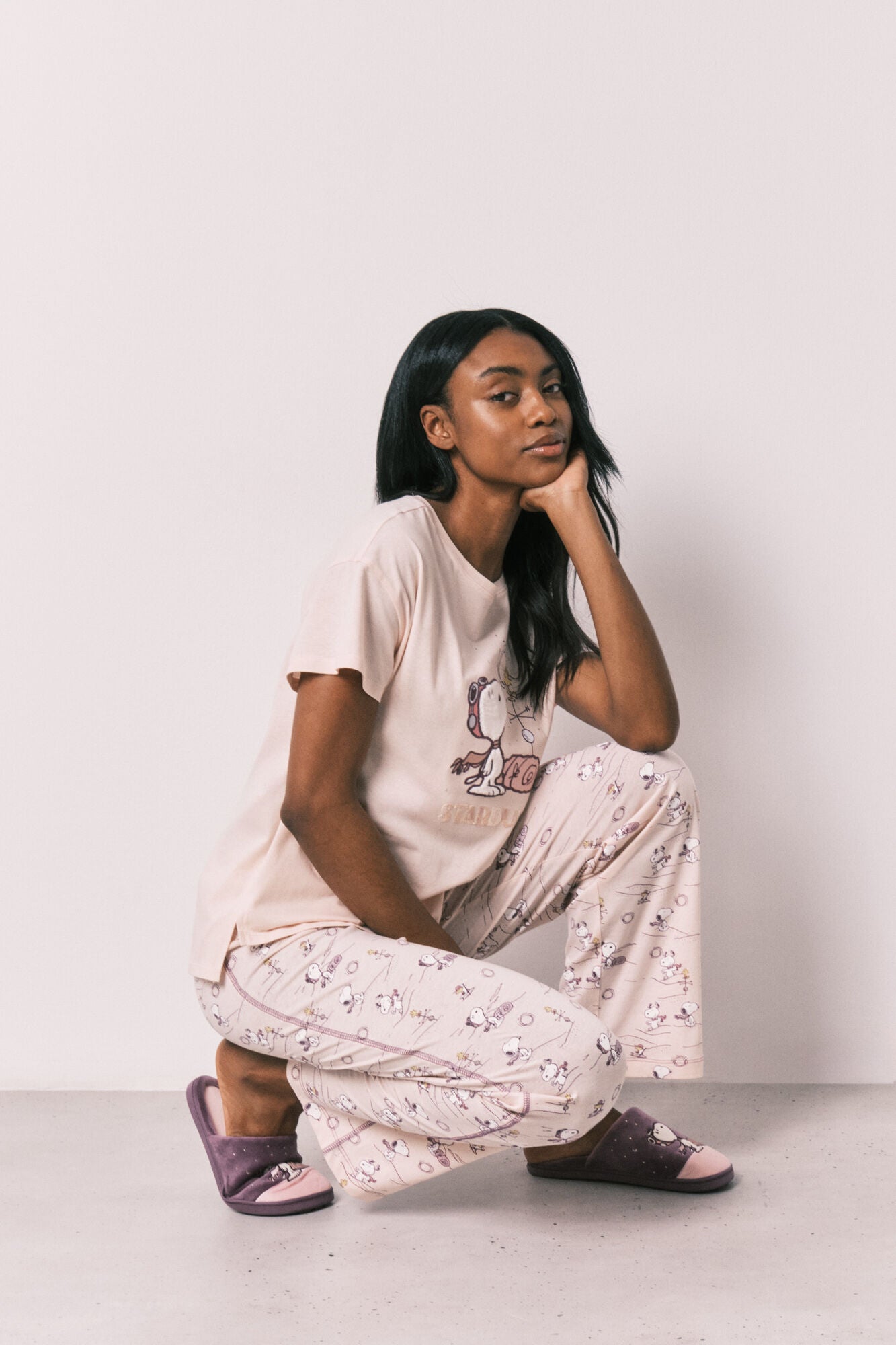 Cotton short sleeve long pyjamas Snoopy