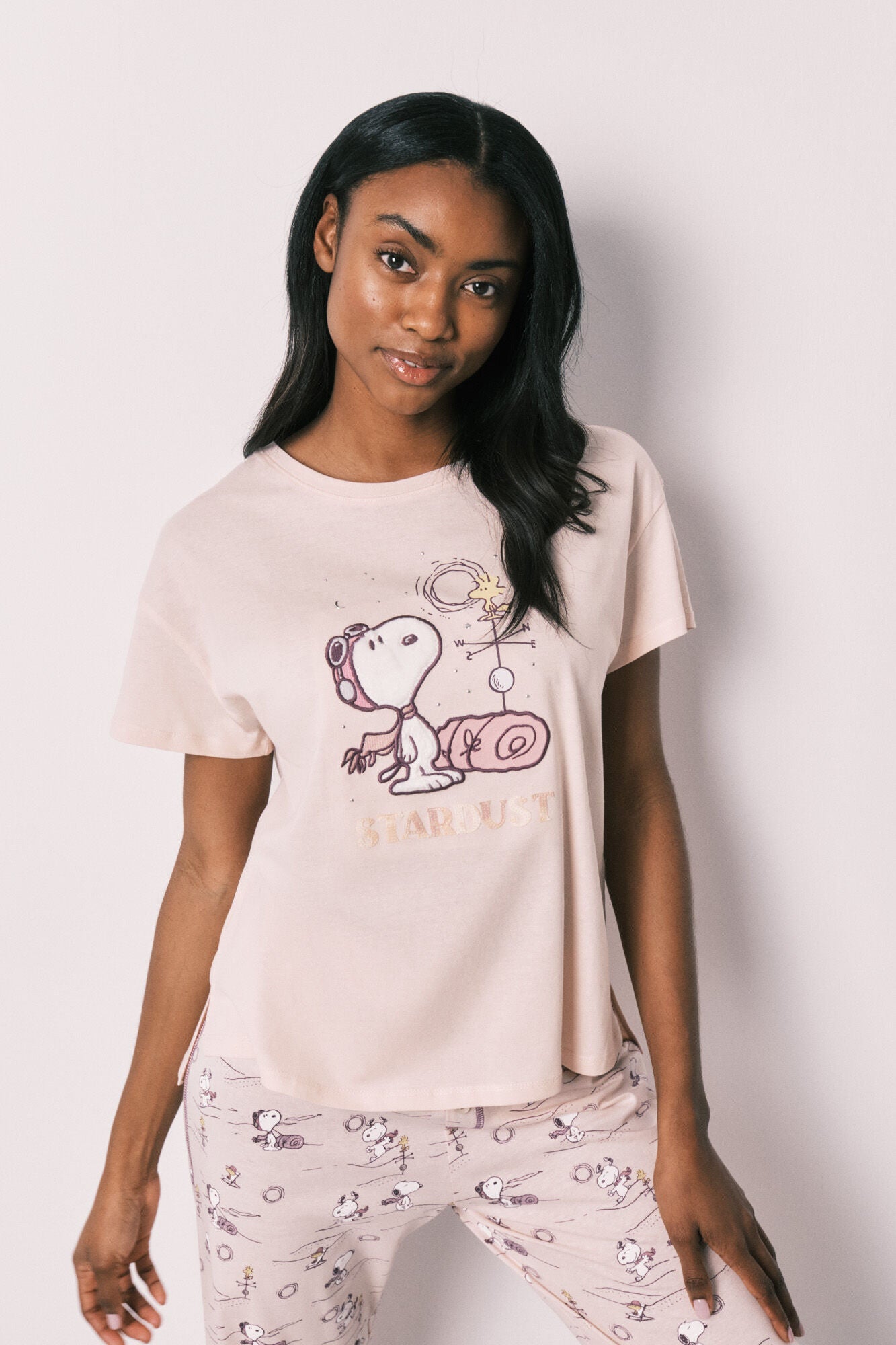 Cotton short sleeve long pyjamas Snoopy