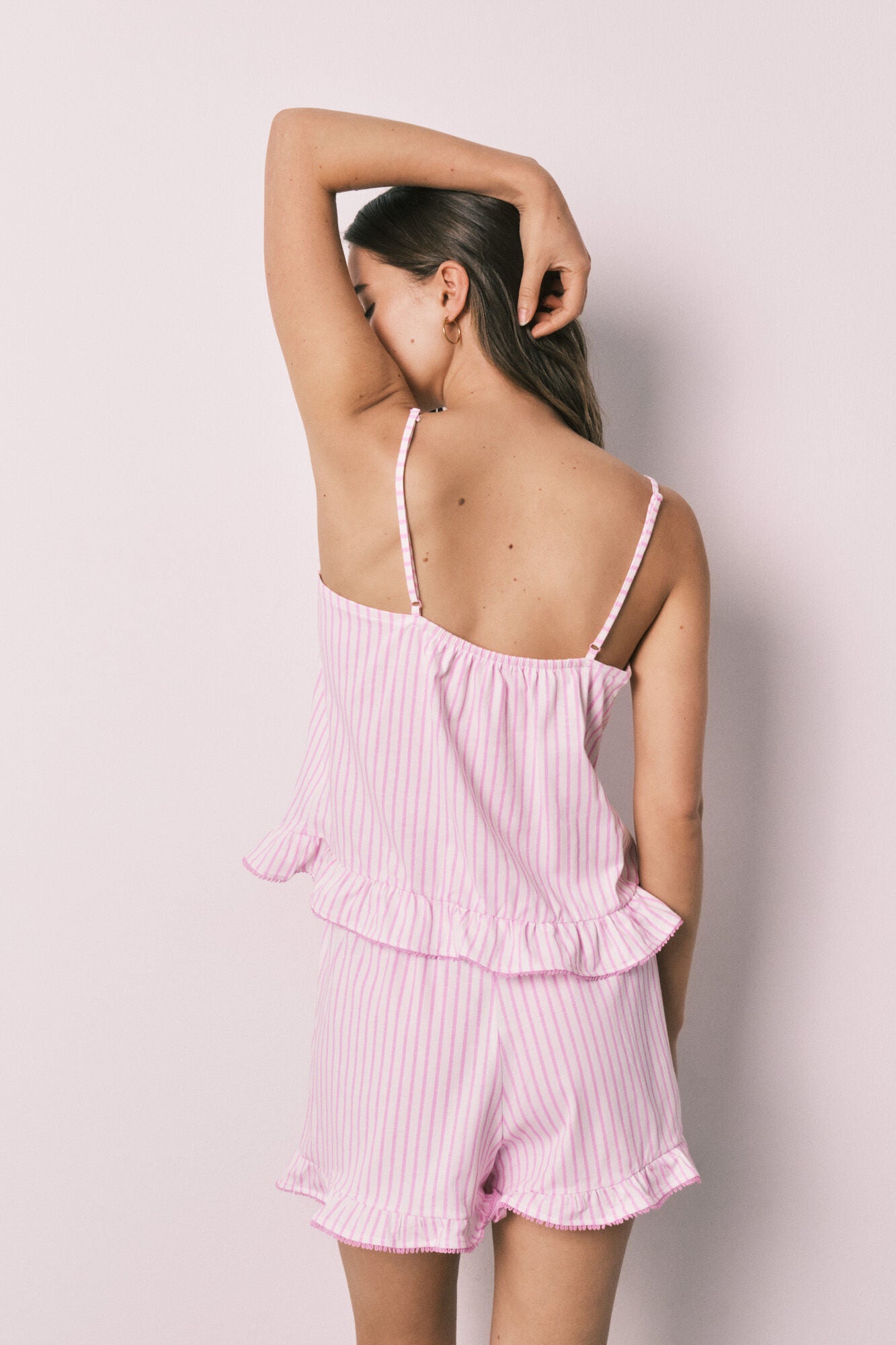 Striped cotton short pyjamas with ruffles SmileyWorld¨