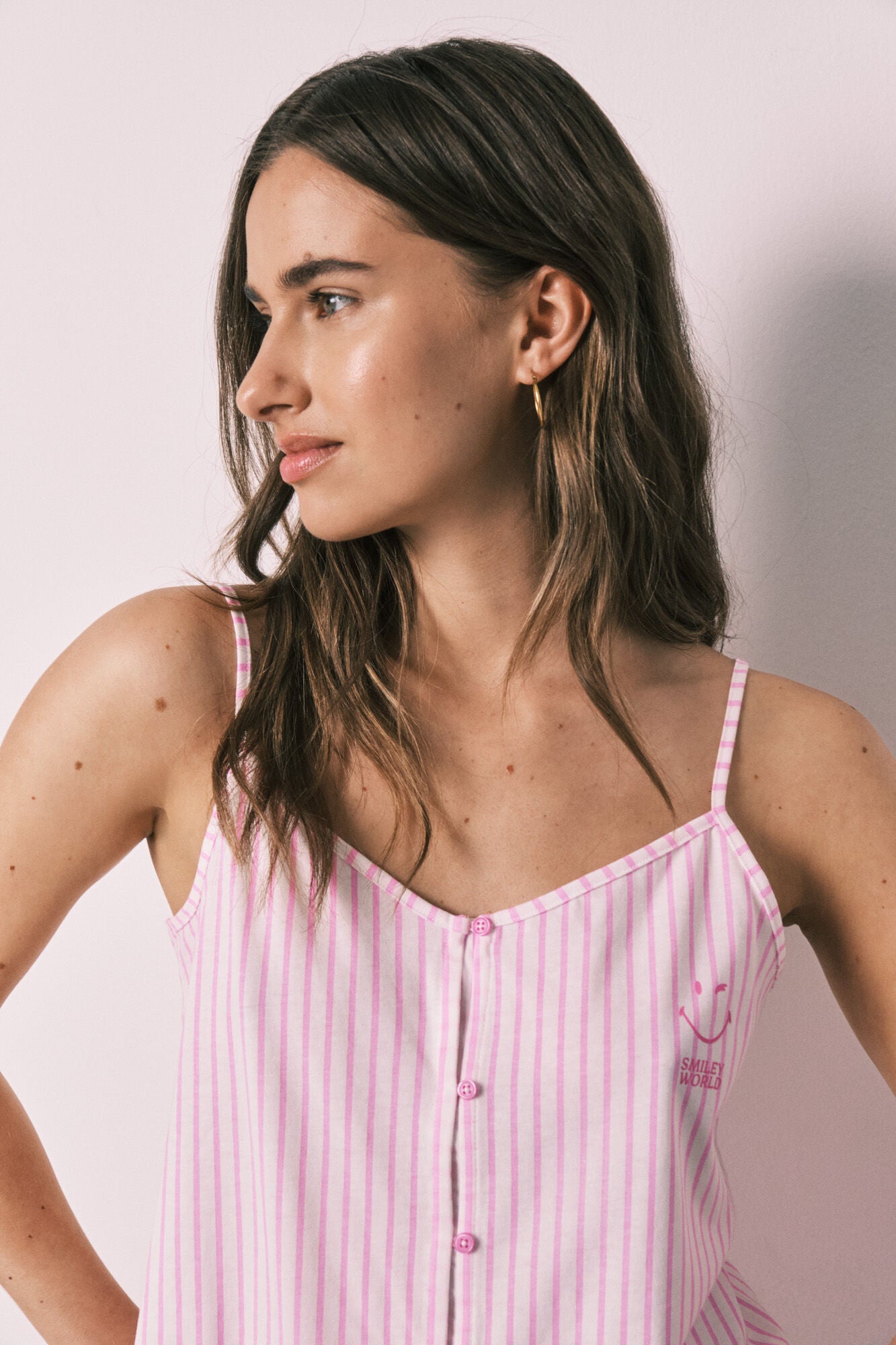 Striped cotton short pyjamas with ruffles SmileyWorld¨