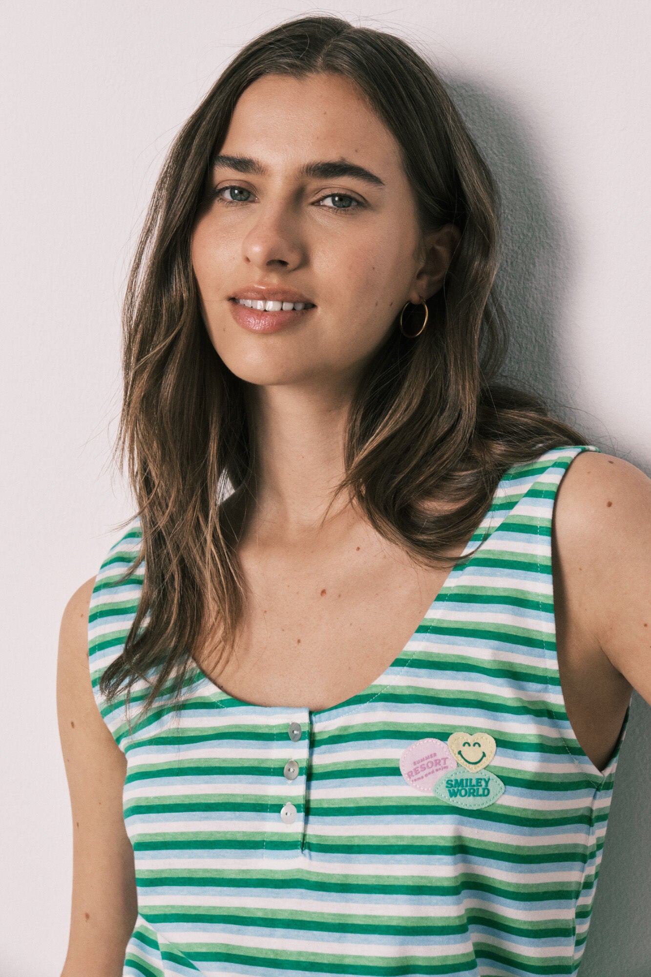 Green cotton striped short pyjamas SmileyWorld¨