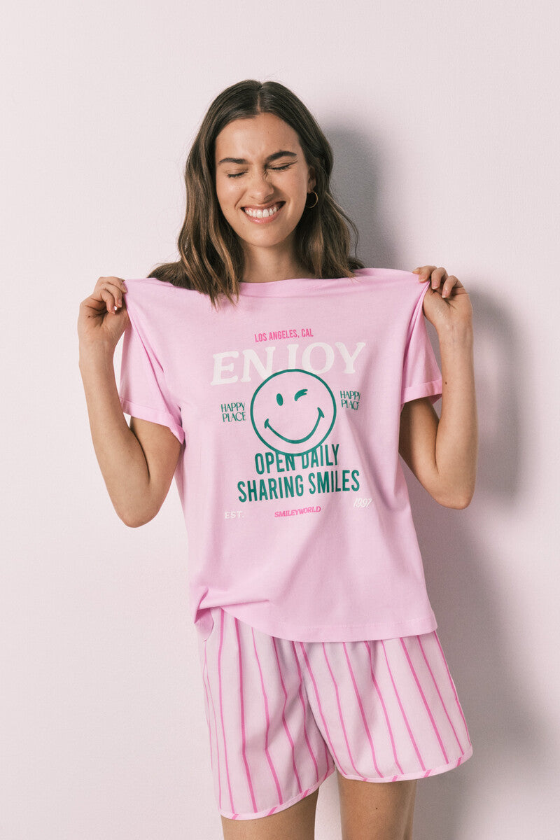 Pink cotton short pyjamas SmileyWorld¨
