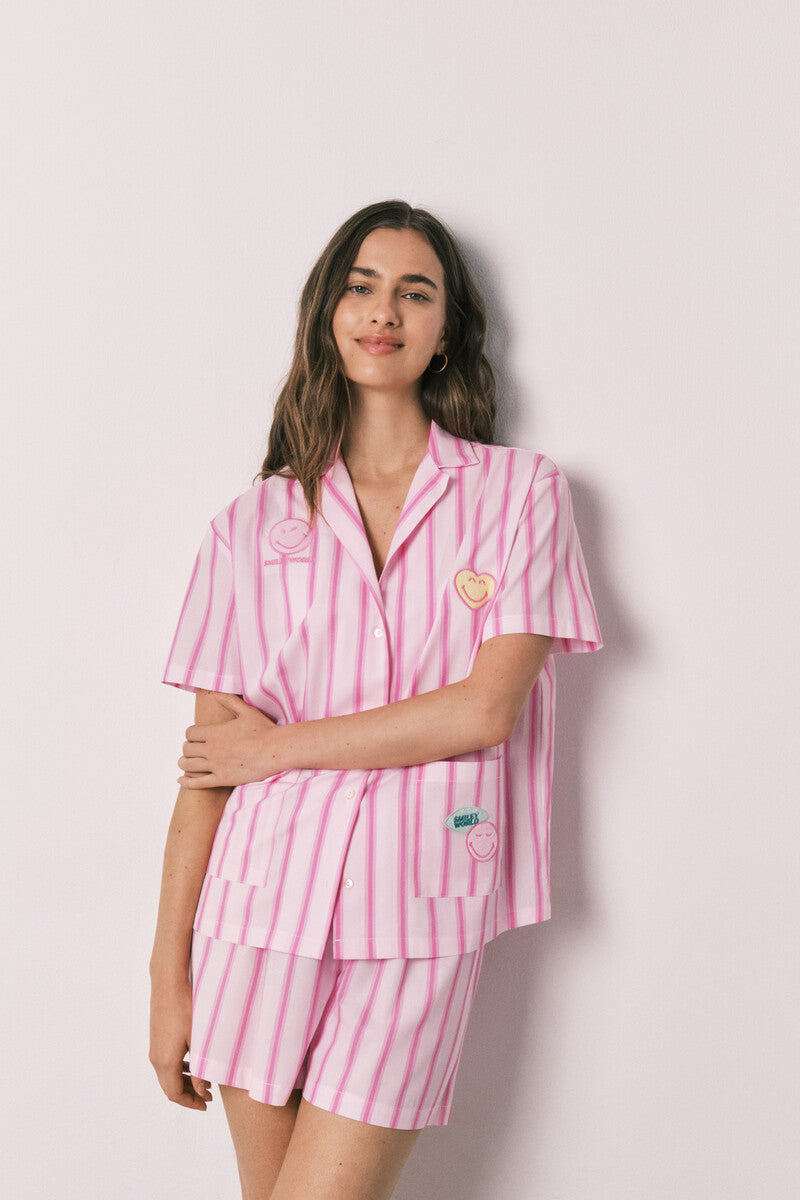 Pink striped cotton classic pyjamas SmileyWorld¨