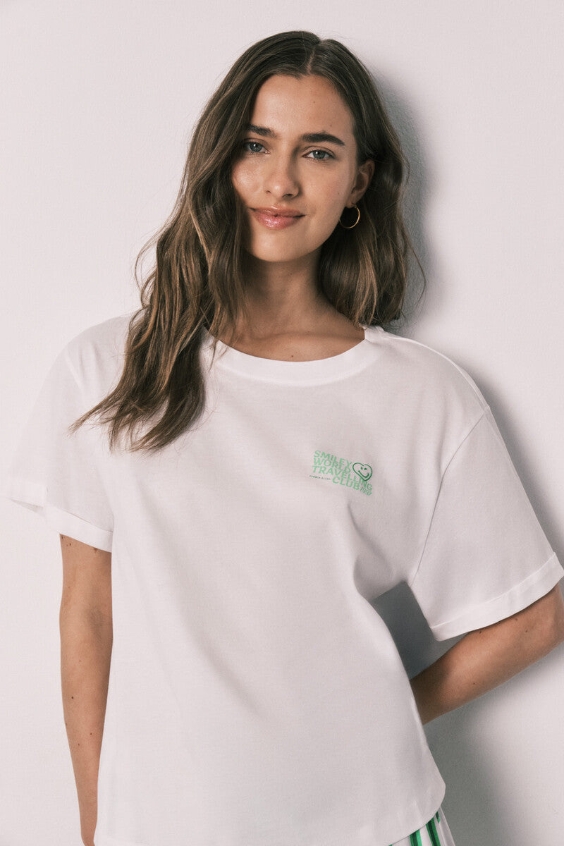 White cotton short pyjamas SmileyWorld¨