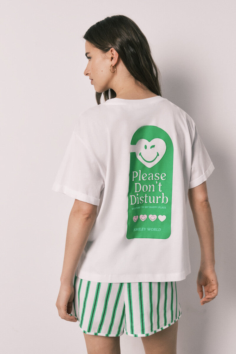 White cotton short pyjamas SmileyWorld¨