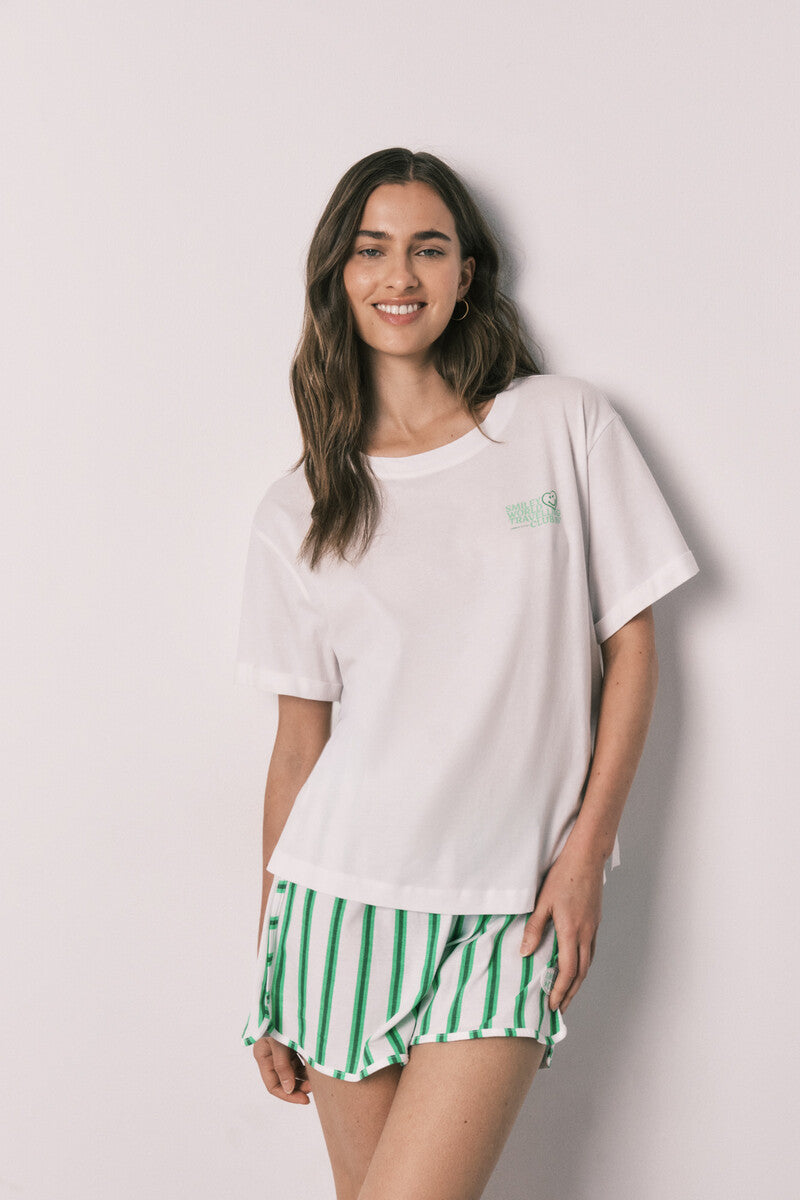 White cotton short pyjamas SmileyWorld¨