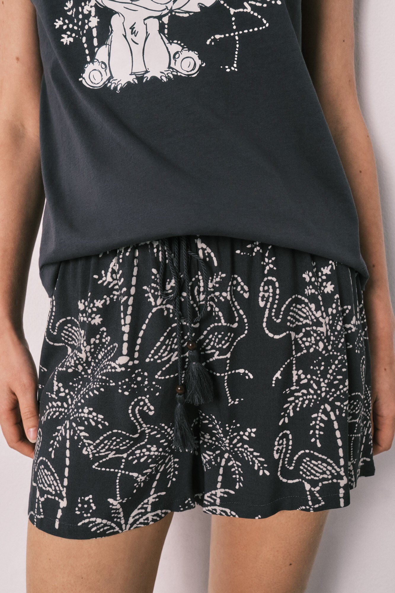 Stitch sleeveless cotton short pyjamas
